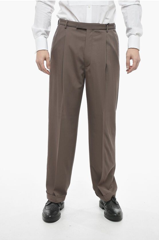 image of Gucci Og1Mm0424 Regular Wool Pants In Brown, Men's (Size 36)