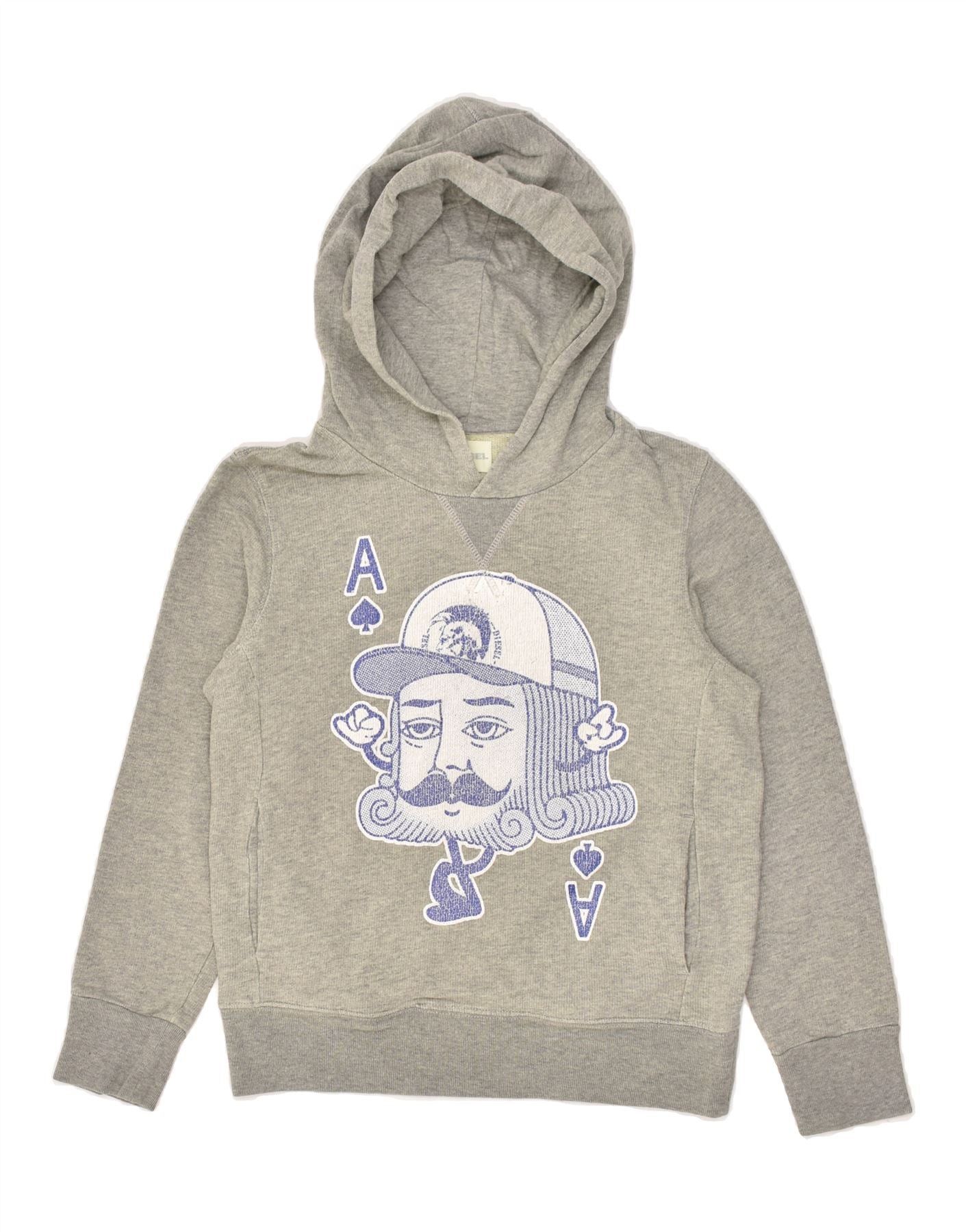 Diesel Boys Graphic Hoodie Jumper 12-13 Years Large Grey Cotton Size M / US 6-8 / IT 42-44 - 1 Thumbnail