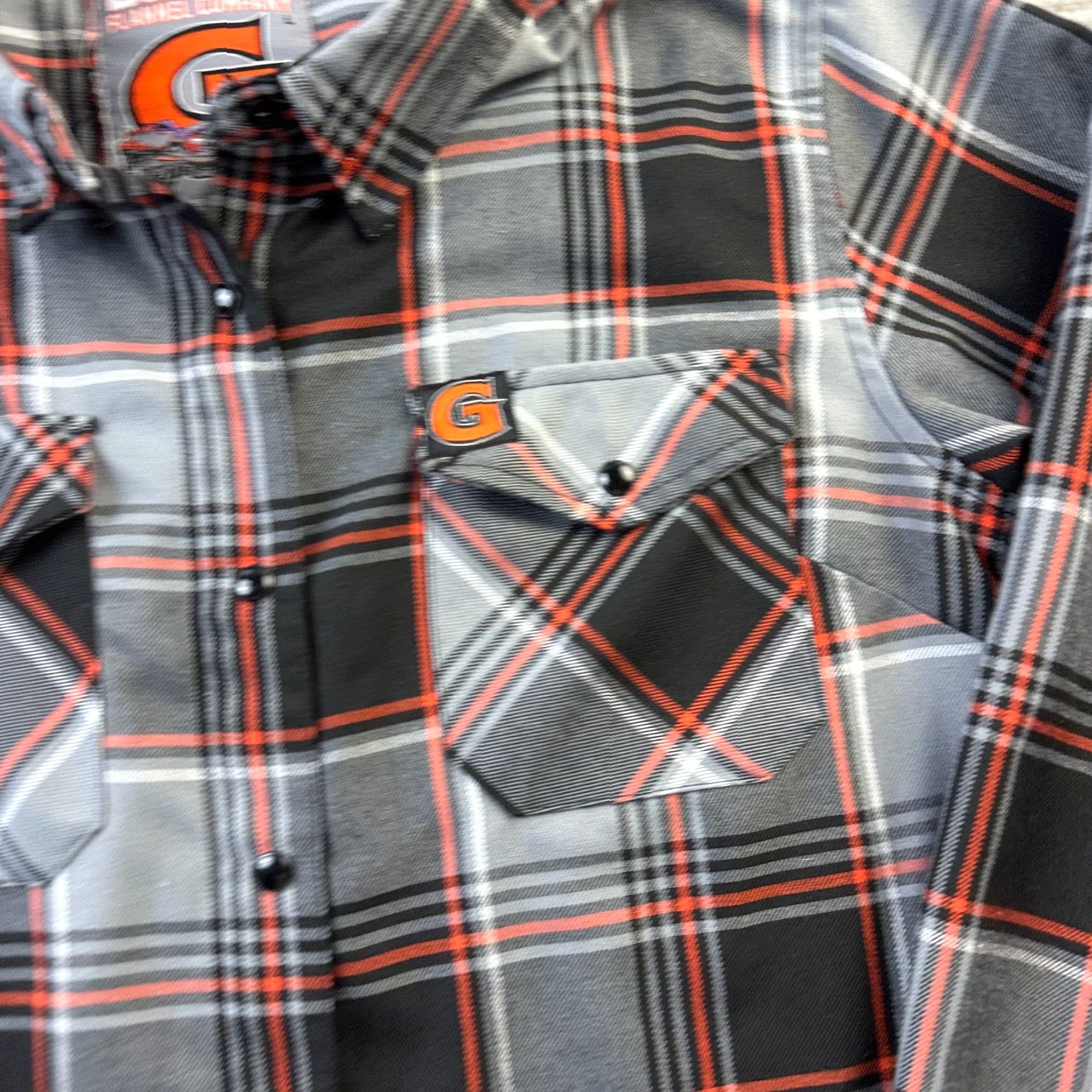 Vintage Dixxon Flannel Shirt Womens Large Gray Orange Plaid The G Snap Harley Size L / US 10 / IT 46 - 4 Thumbnail
