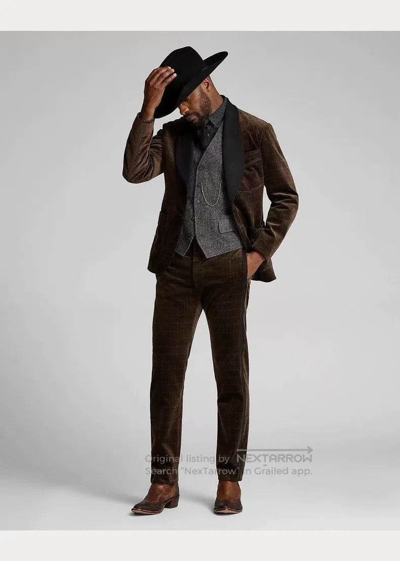 Rrl Ralph Laurent Velvet Officer Dress Pants in Brown, Men’s (Size 32)