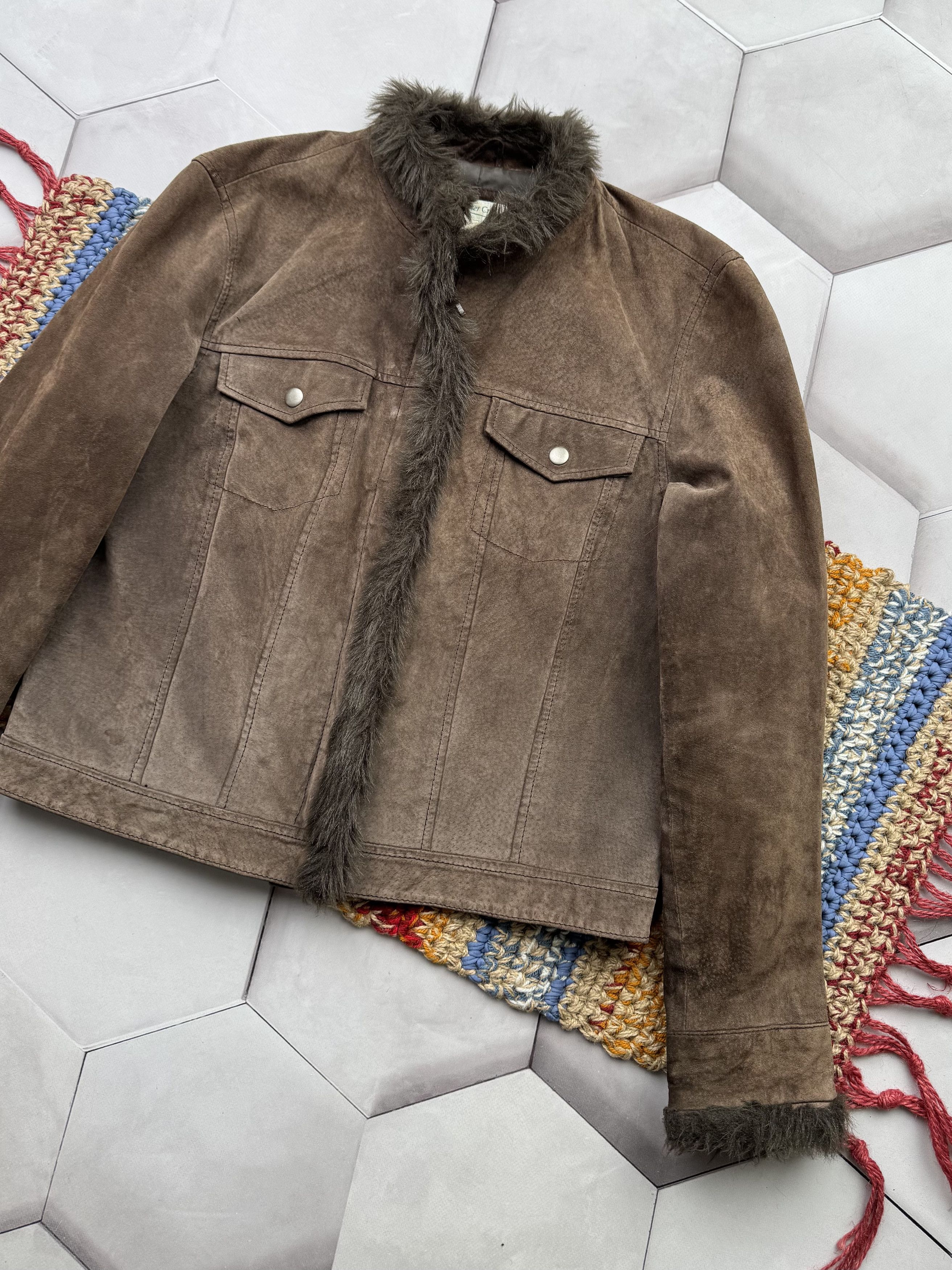 Vintage Vintage Leather Jacket With Faux Fur Details (E4) Size M / US 6-8 / IT 42-44 - 3 Thumbnail
