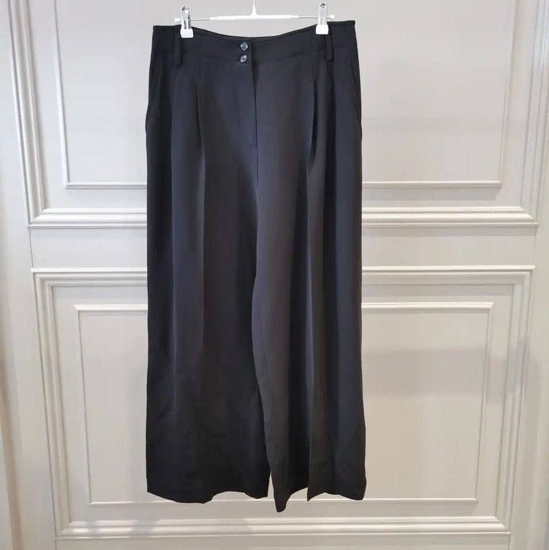Dior Dior Summer Black Silk Wide-Leg Pants 0089 Size 30" / US 8 / IT 44 - 1 Thumbnail