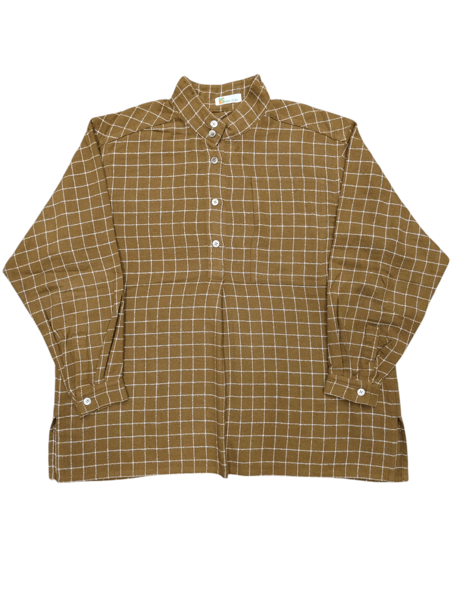 Issey Miyake 80s Issey Sport- Archived Plaid Stand Collar Wool Shirt Size US M / EU 48-50 / 2 - 1 Thumbnail