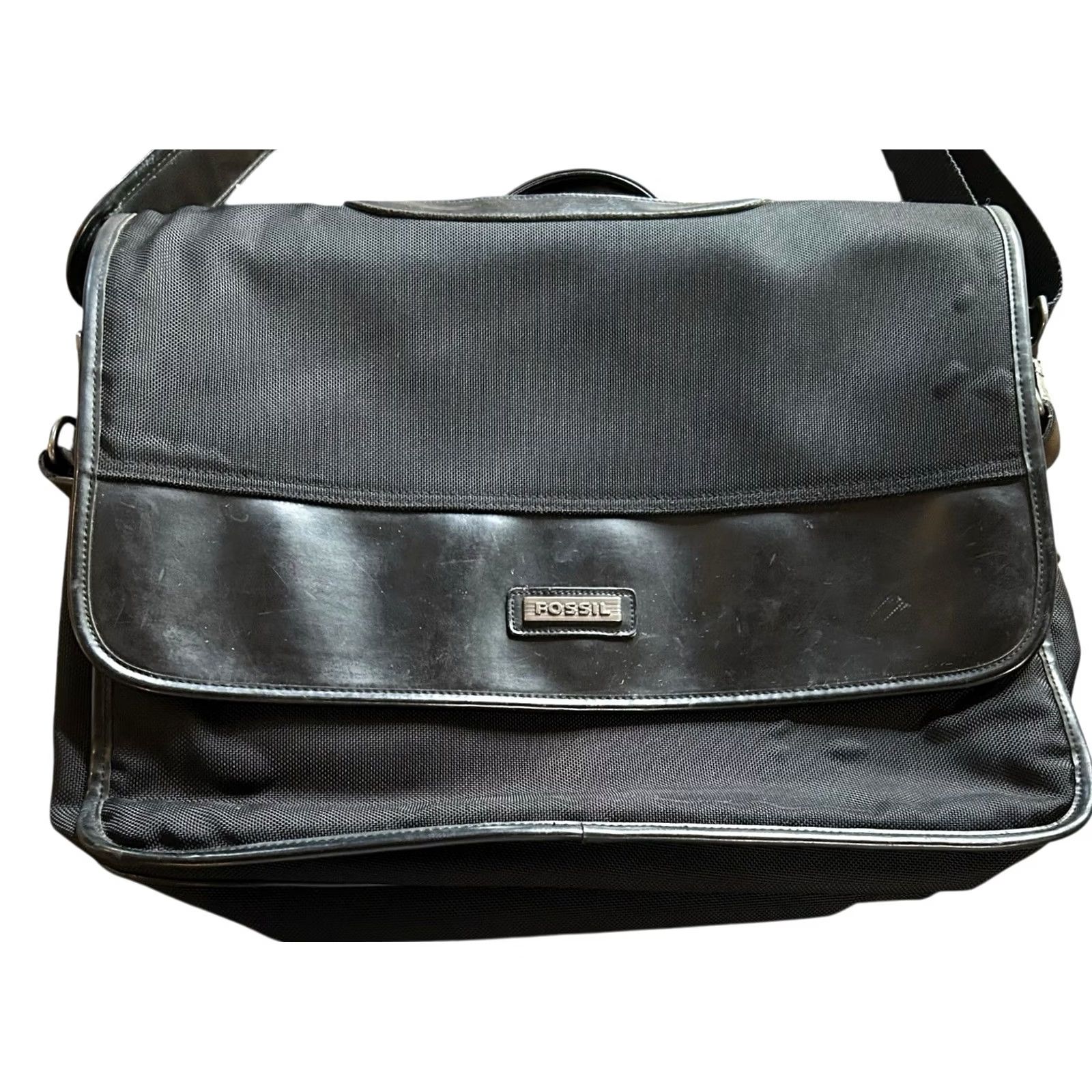 Fossil Fossil Kinley Crossbody Crossbody Bag Black Leather Nylon Large Women Size ONE SIZE - 2 Thumbnail