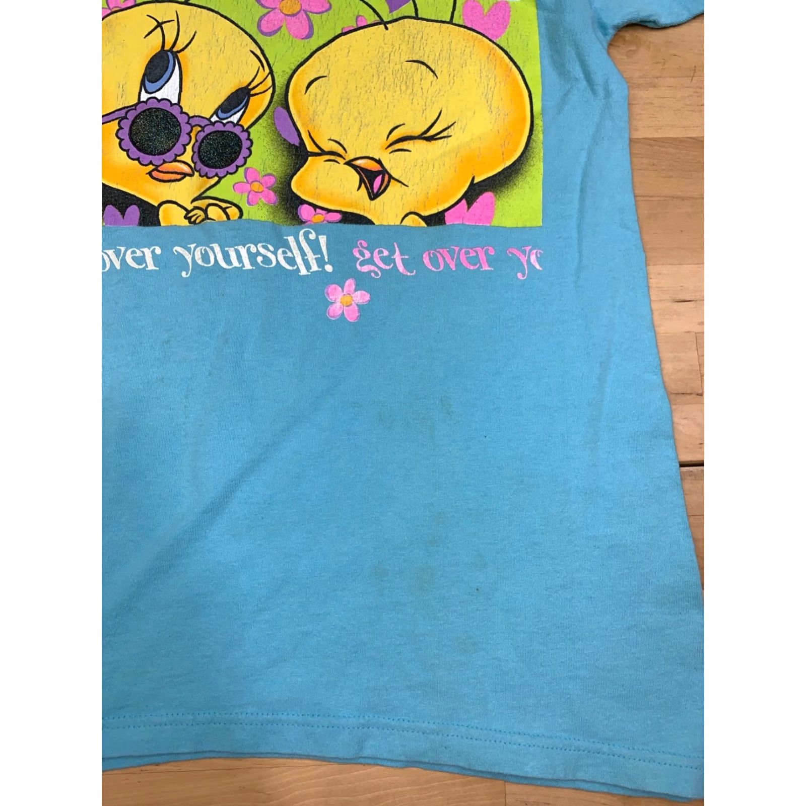 Vintage VINTAGE Looney Tunes Tweety Bird Shirt M Aqua Blue Crew Neck Cotton T-Shirt Men Regular Short Sleeve 1990s Boys Girls? Size US M / EU 48-50 / 2 - 6 Thumbnail
