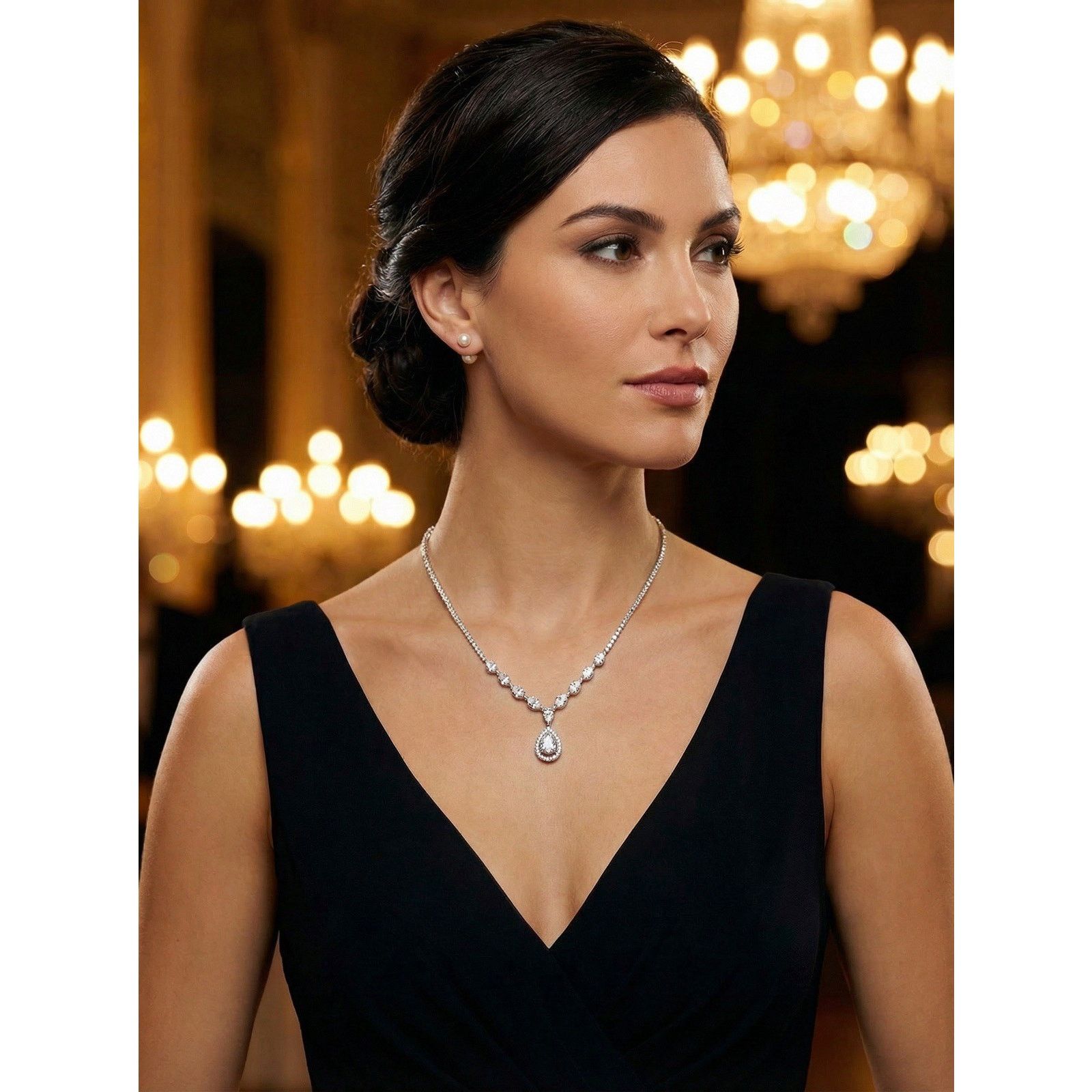 & Other Stories Stunning 2CTW Moissanite & 925 S Silver Teardrop Necklace Size ONE SIZE - 3 Thumbnail