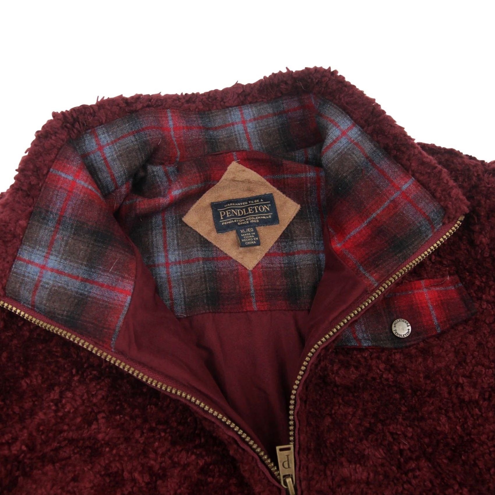 Pendleton Pendleton Womens XL Deep Pile Jacket Maroon Size XL / US 12-14 / IT 48-50 - 4 Thumbnail