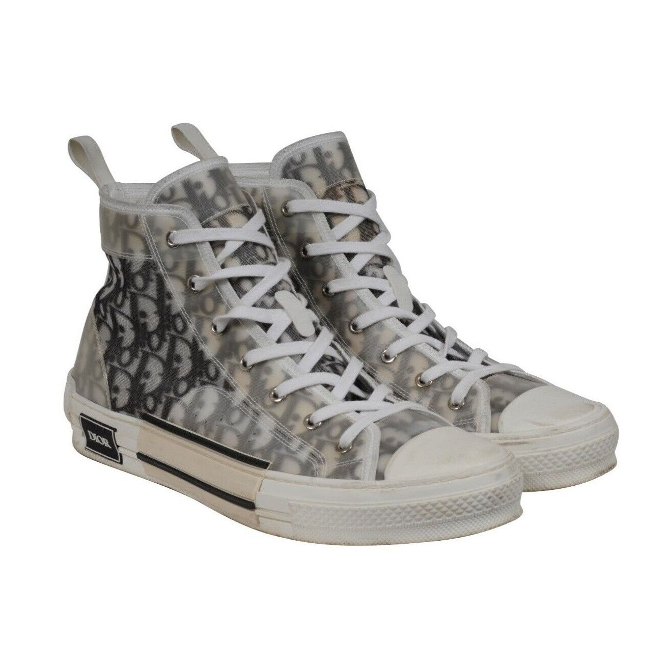 Dior B23 High Top Sneakers Black White Oblique Size US 12 / EU 45 - 12 Thumbnail