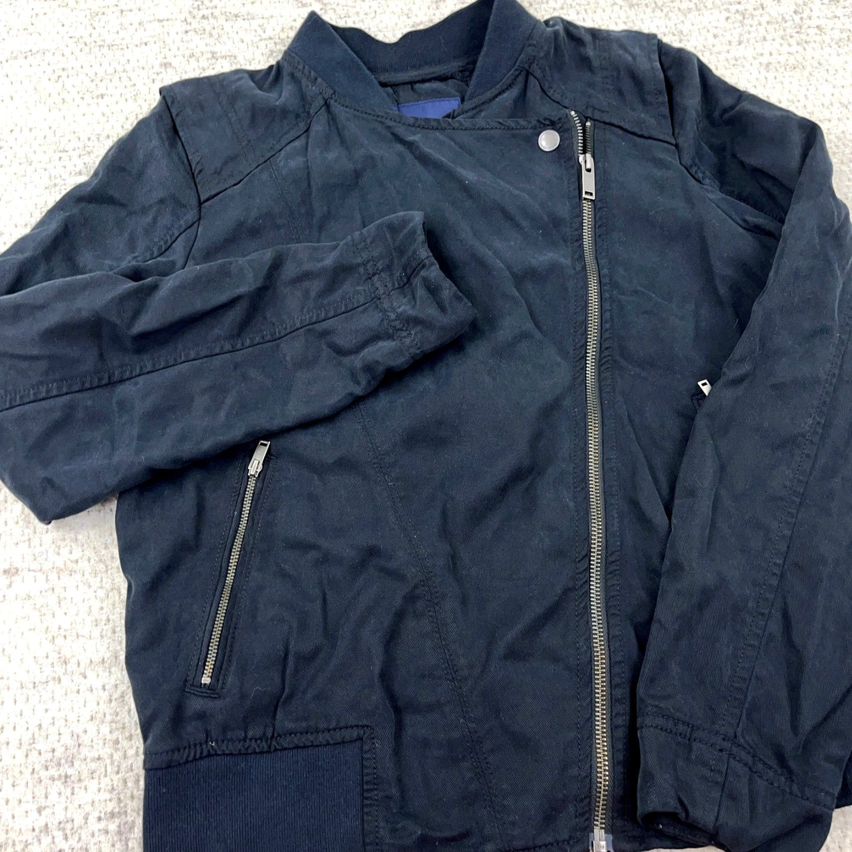 American Eagle Outfitters American Eagle Bomber Jacket Women Small Black Lightweight Full Zip Casual Retro Hipster Size S / US 4 / IT 40 - 4 Thumbnail