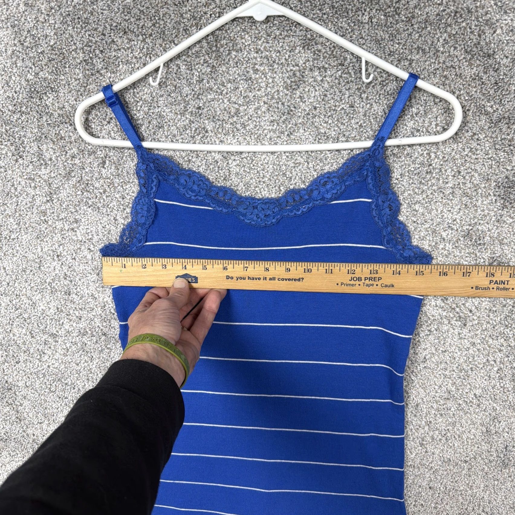Faded Glory Faded Glory Camisole Tank L Blue White Stripe Lace Stretch Layering Y2K Size ONE SIZE - 3 Thumbnail