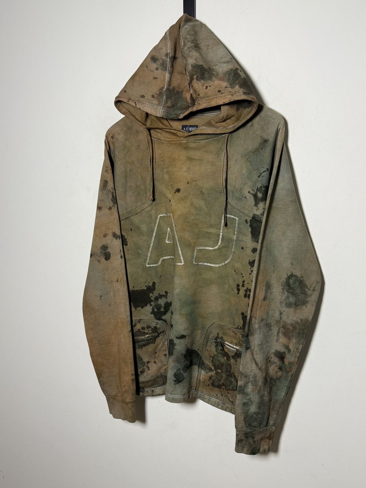 Giorgio Armani Vintage AJ hoodie reworked in a heavy oil-stain style dye Size US M / EU 48-50 / 2 - 3 Thumbnail