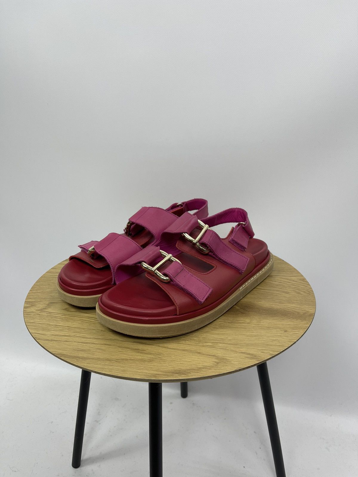 ALOHAS ALOHAS Harper Pink Leather Sandals Brand Flat Shoes 42 EU Size US 12 / IT 42 - 1 Thumbnail