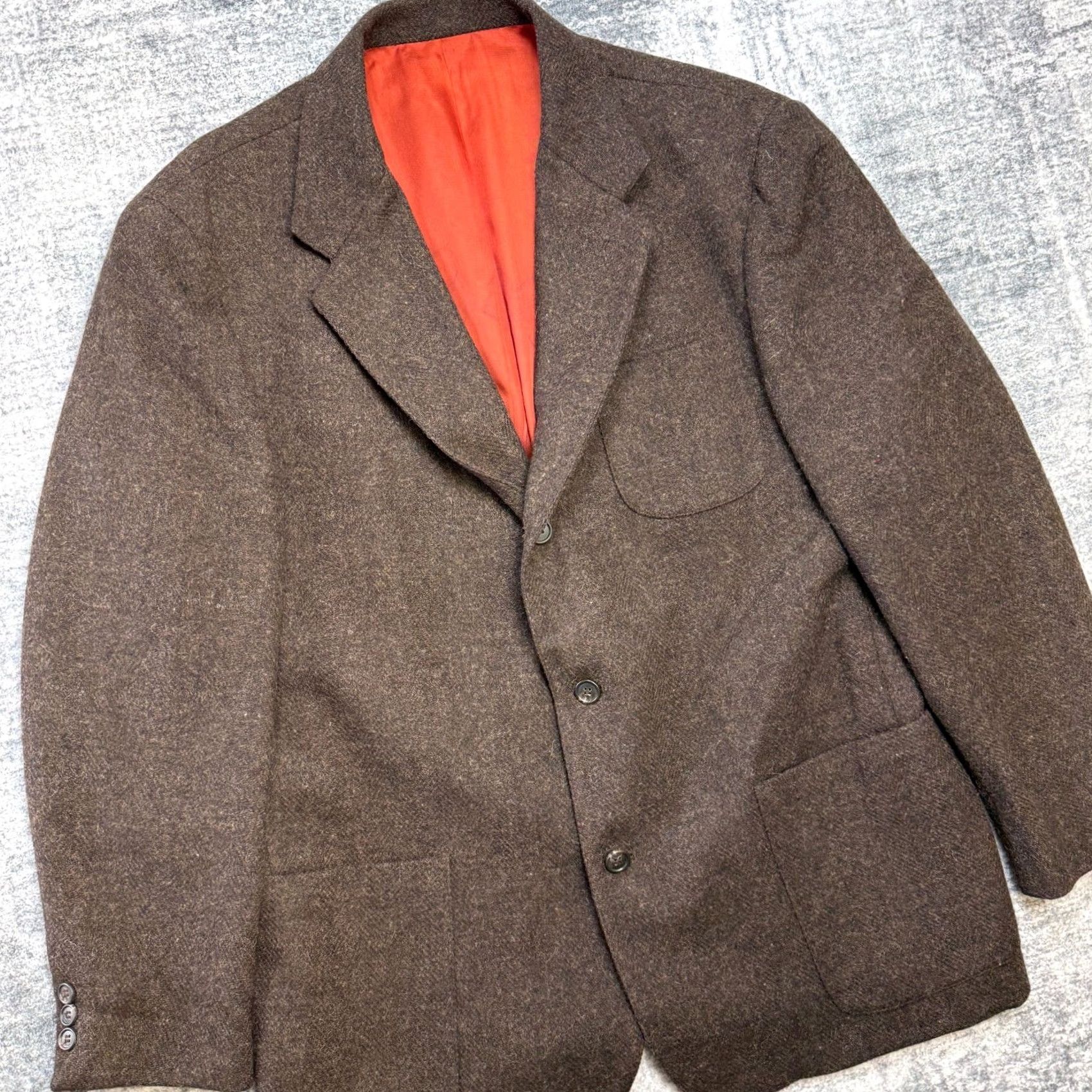 J.Crew J.CREW Blazer Jacket Mens L Brown Wool Notch Notch Three-Button Single-Breasted Old Money Style VTG Size 42R - 2 Thumbnail