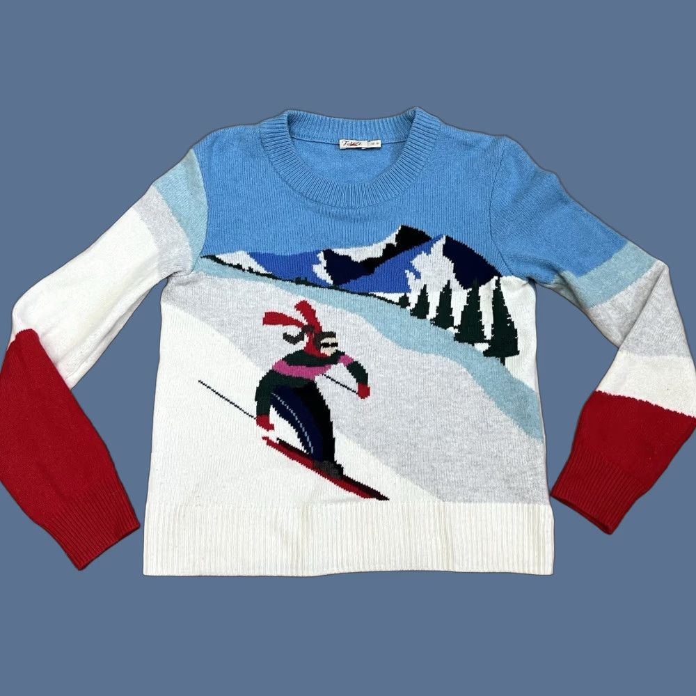 Faherty Faherty Sweater Women XS Crew Neck Wool Blend Multicolor Mountain Coaster Skier" Size XS / US 0-2 / IT 36-38 - 1 Thumbnail