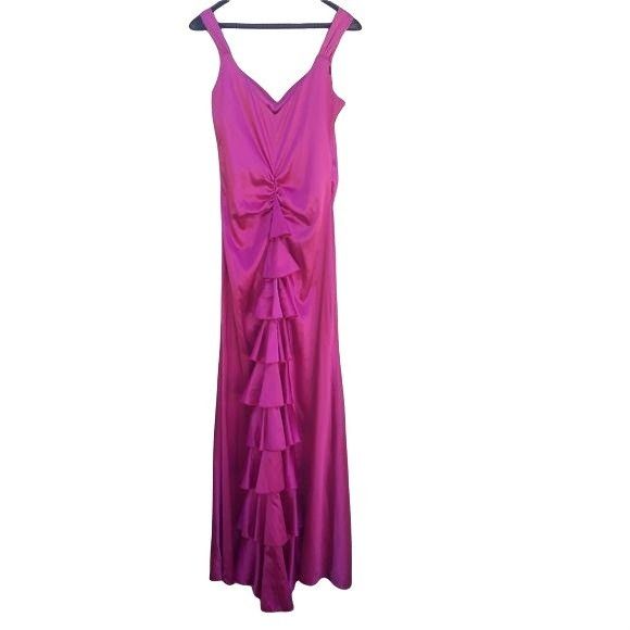 Jessica McClintock Vtg Gunne Sax Dress Sz 8 Pink Satin Formal Floor Ruffle Swee Size M / US 6-8 / IT 42-44 - 1 Thumbnail