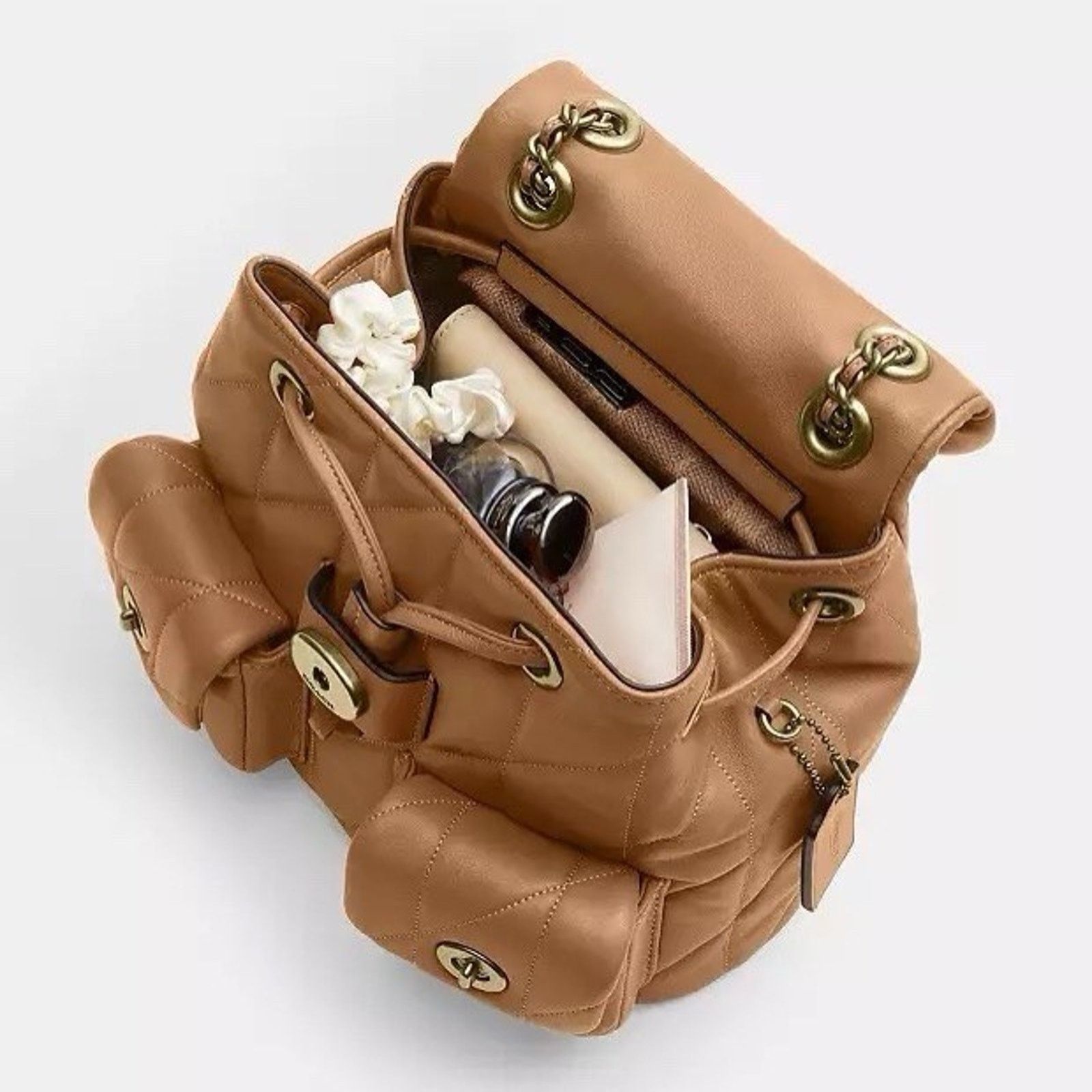 Coach NWT COACH Tabby Backpack Pillow Quilting CU076 Honey Brown Size ONE SIZE - 9 Thumbnail