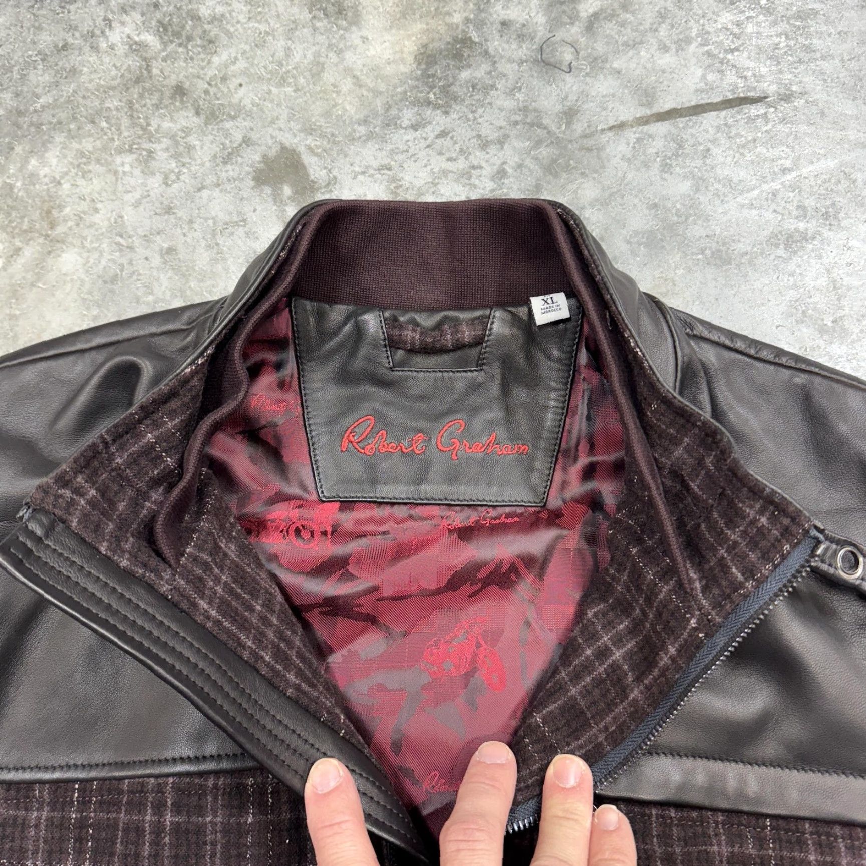 Robert Graham Robert Graham Vest Mens XL Burgundy Winston Woven Full Zip Plaid Check Tweed Wool Mock Neck Casual Varsity Jacket Women? Size US XL / EU 56 / 4 - 5 Thumbnail