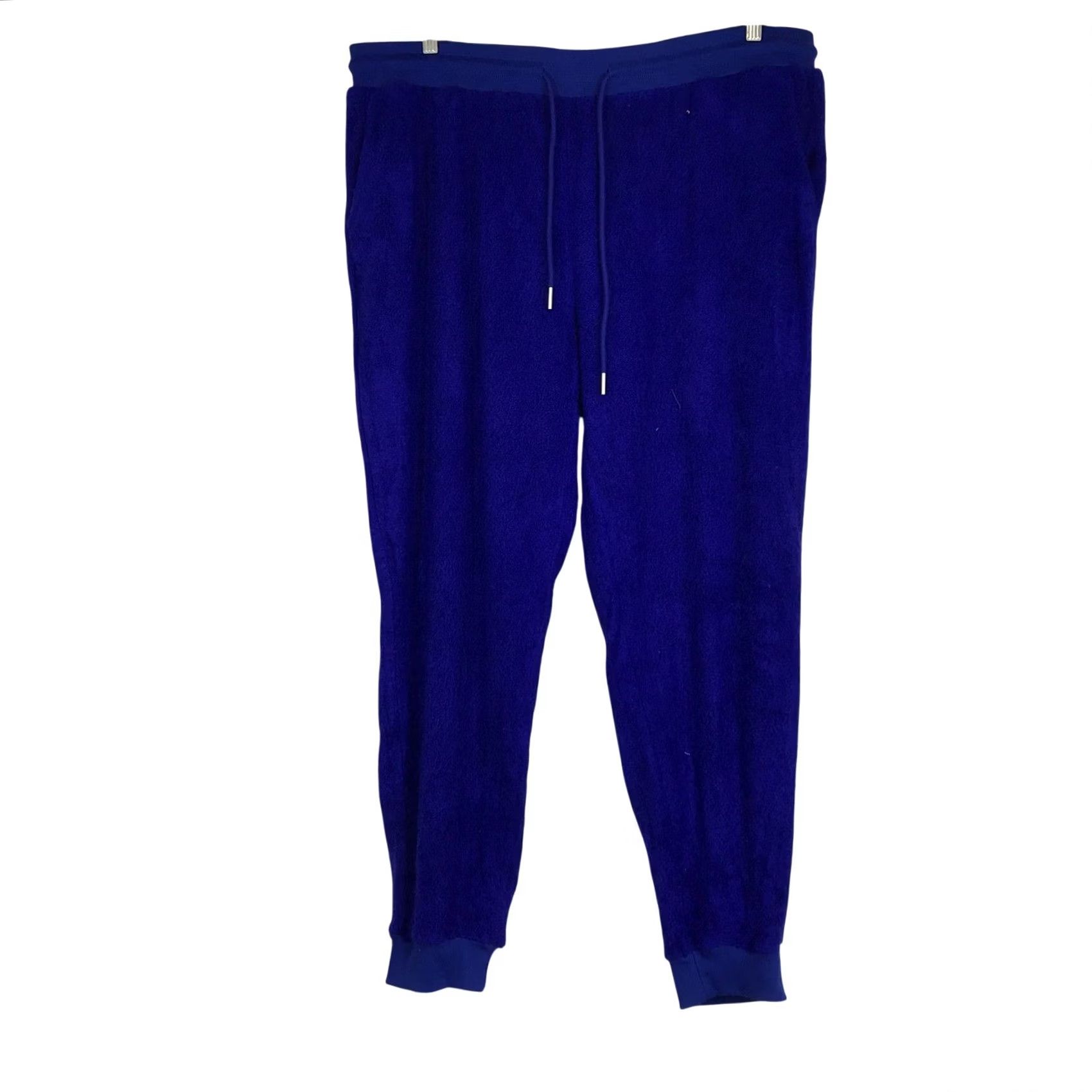 Vintage White Birch Royal Blue Fuzzy Joggers Plus Size 3X Drawstring Elastic Waist Size 40" / US 18 - 2 Thumbnail