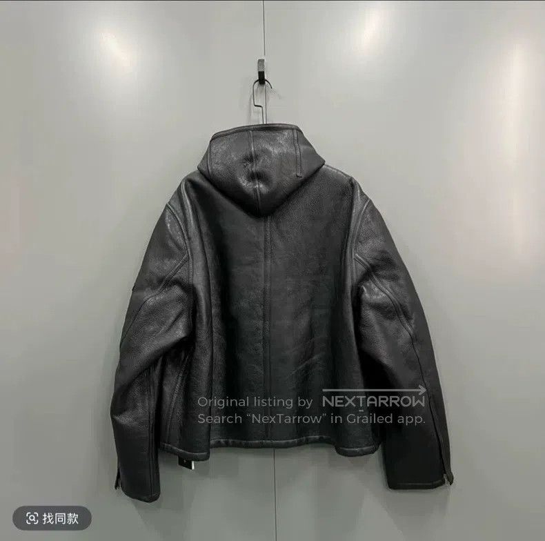 Balenciaga Balenciaga Black Hooded Leather Jacket Size US M / EU 48-50 / 2 - 2 Thumbnail