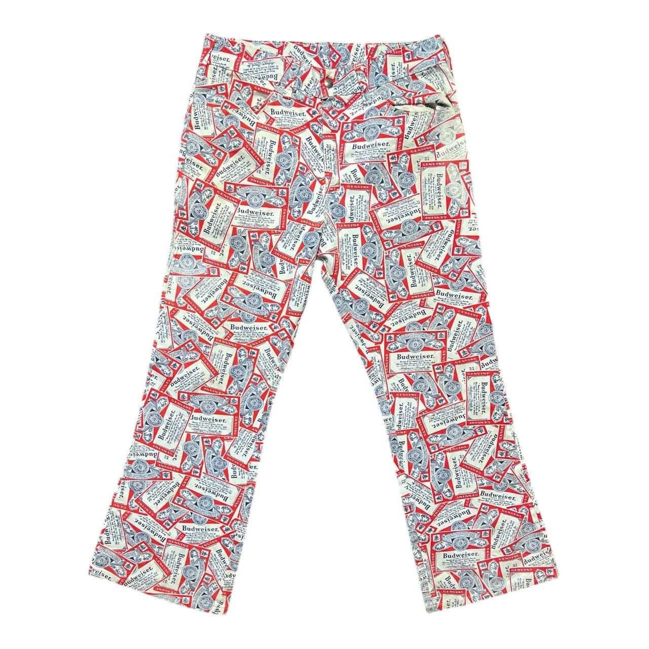 Budweiser × Vintage Vintage 60/70s Budweiser All Over Print Flare Jeans Size 32" / US 10 / IT 46 - 1 Thumbnail