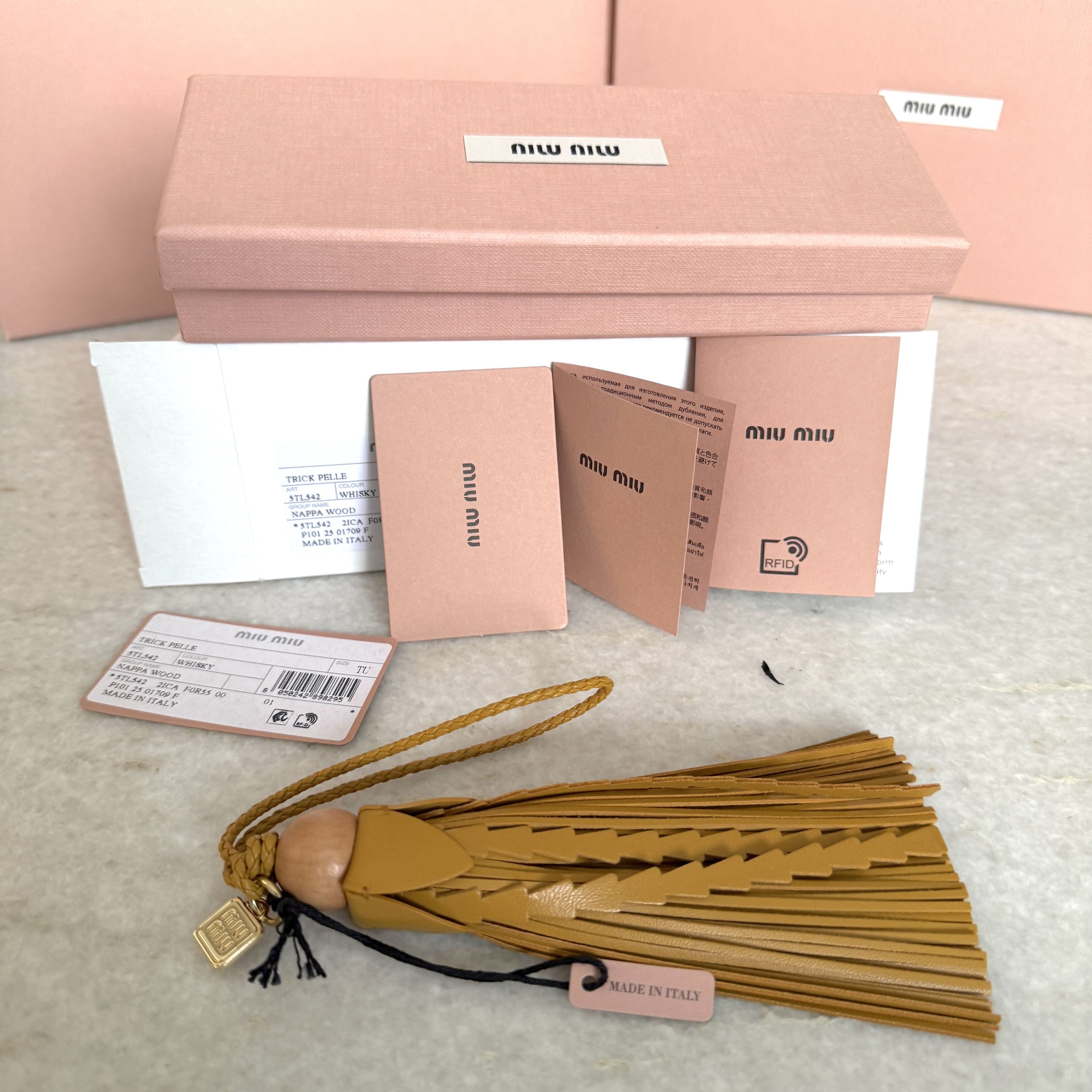 Miu Miu Miu Miu 5TL542 Tassel Leather Bag Charm Trick Whiskey Brown Size ONE SIZE - 6 Thumbnail