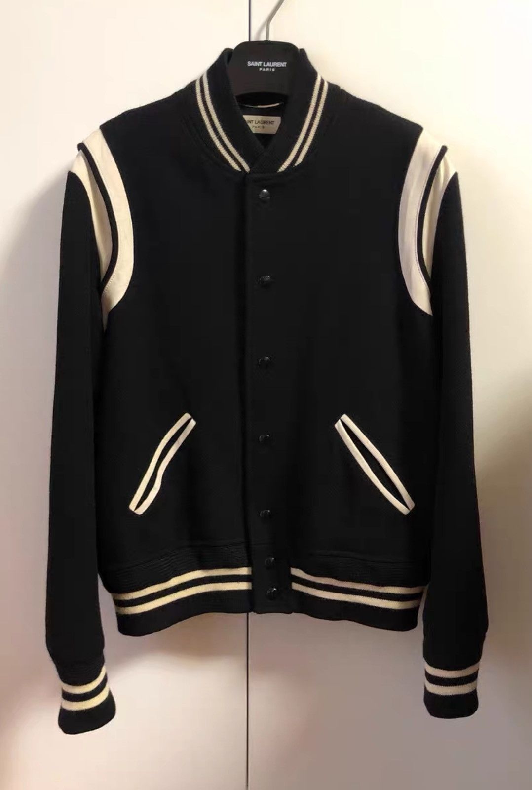 Saint Laurent Paris Saint Laurent SLP FW13 OG Black & White Varsity Jacket Size US L / EU 52-54 / 3 - 1 Thumbnail