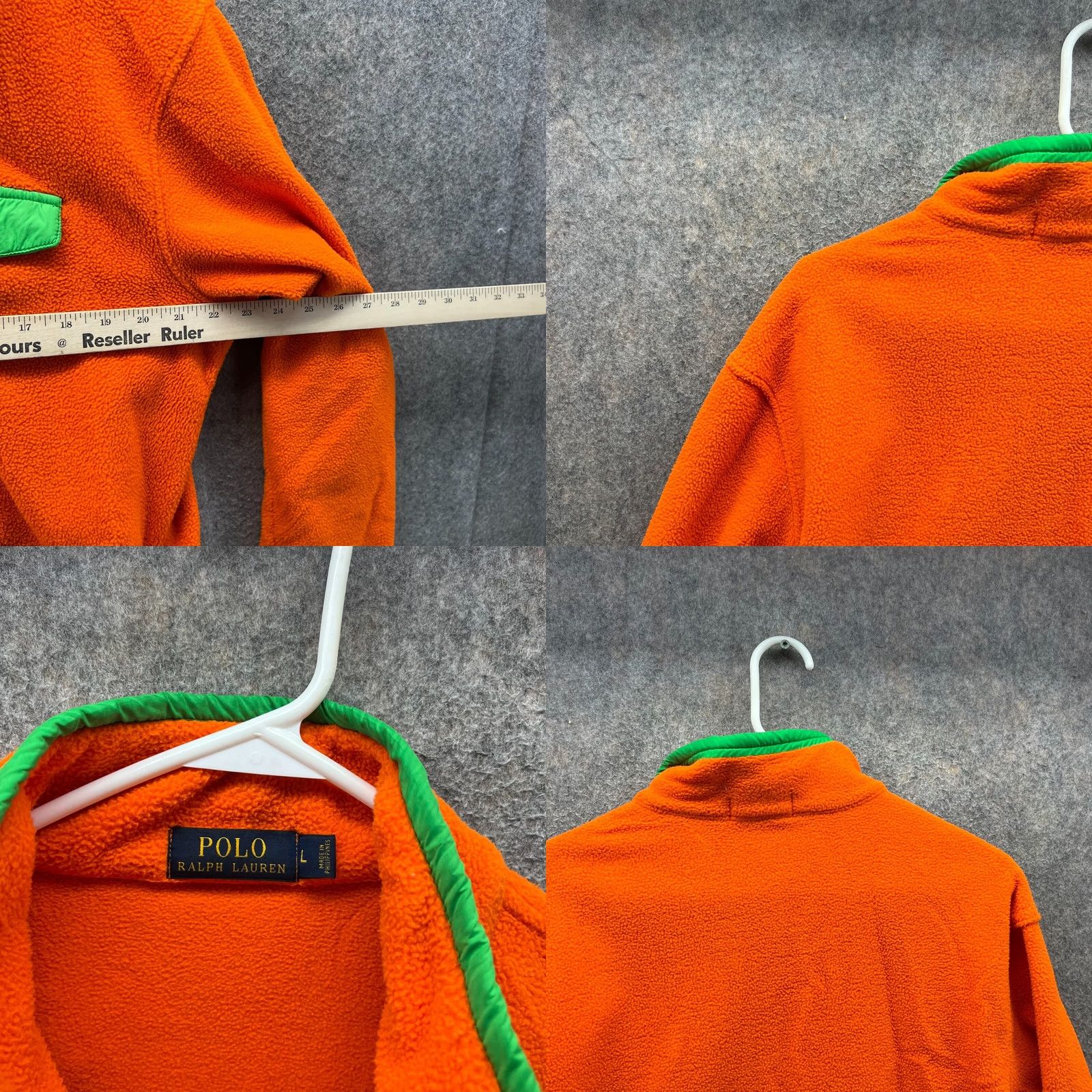 Polo Ralph Lauren VINTAGE Polo Ralph Lauren Hoodie/Fleece Pullover Sweatshirt Jacket 1/2 Zip Orange Men Large MENS Regular/Adult Large Size US L / EU 52-54 / 3 - 8 Thumbnail