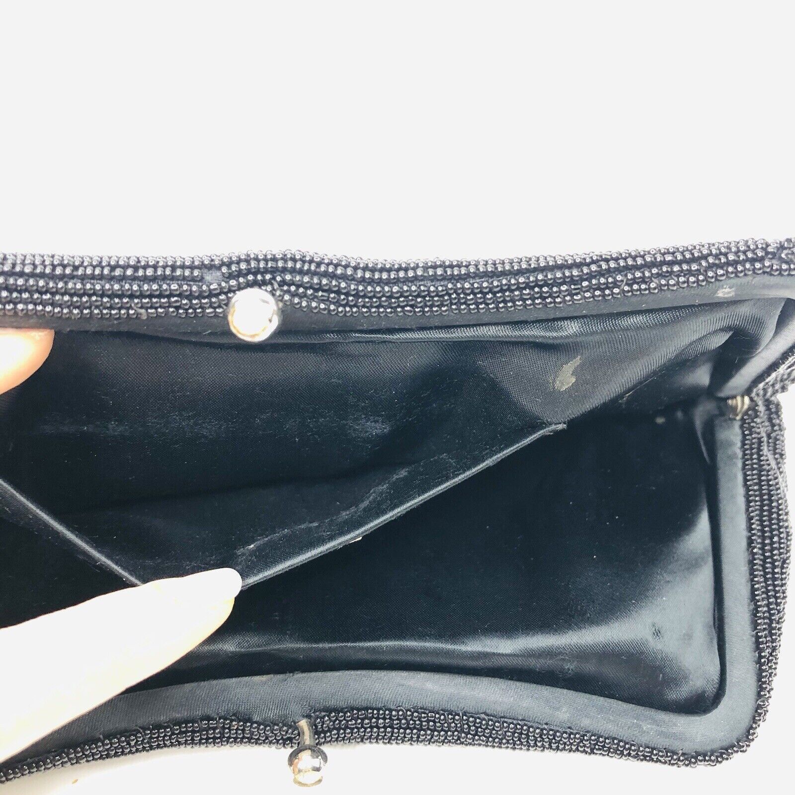 Other Vtg 60s Dormar Black Clutch Micro Beaded Belgium Crystal Size ONE SIZE - 8 Thumbnail