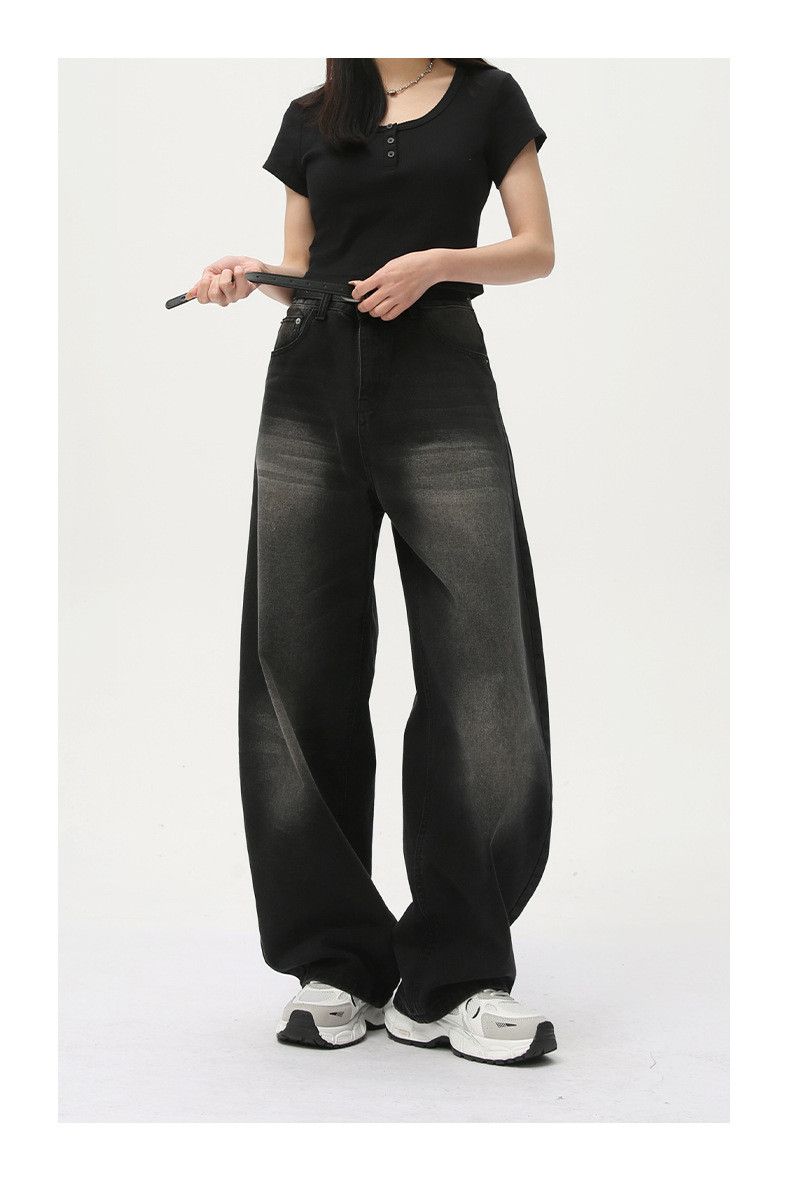 Japanese Brand Men's Japanese style distressed wide-leg curved wash jeans Size US 32 / EU 48 - 2 Thumbnail