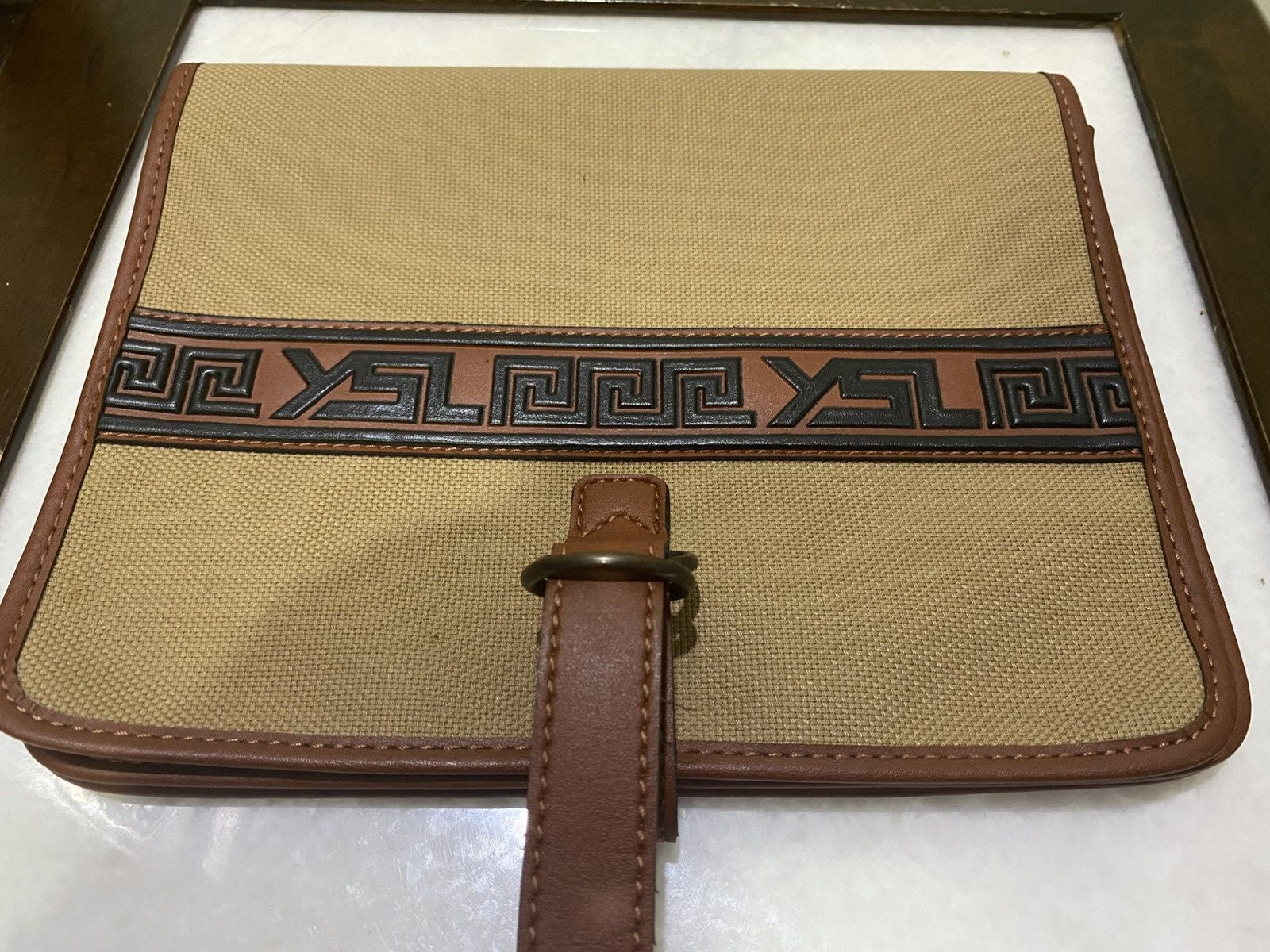 Vintage × Yves Saint Laurent Yves Saint Laurent Vintage Beige Canvas Clutch Bag Size ONE SIZE - 1 Thumbnail