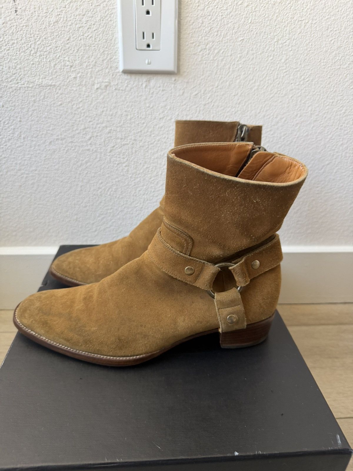 Saint Laurent Paris FW13 Ochre Suede Harness Wyatt Boots 41 Size US 8.5 / EU 41-42 - 3 Thumbnail