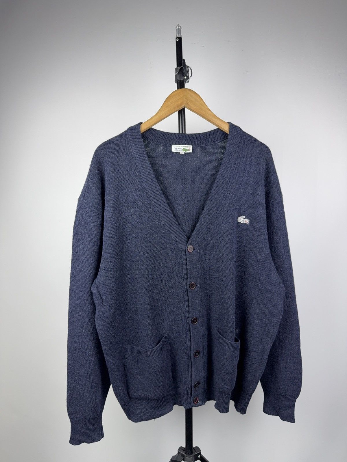 Lacoste Vintage Lacoste Made In France Wool Blend Cardigan Navy XL Size US L / EU 52-54 / 3 - 1 Thumbnail