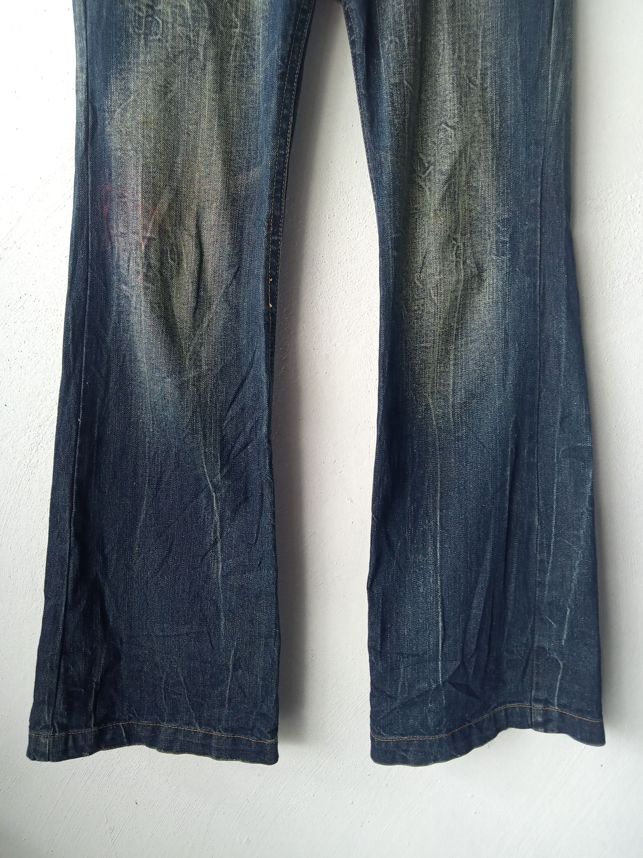 Japanese Brand Flared Japanese Distressed Dark Blue Jeans Size US 30 / EU 46 - 8 Thumbnail