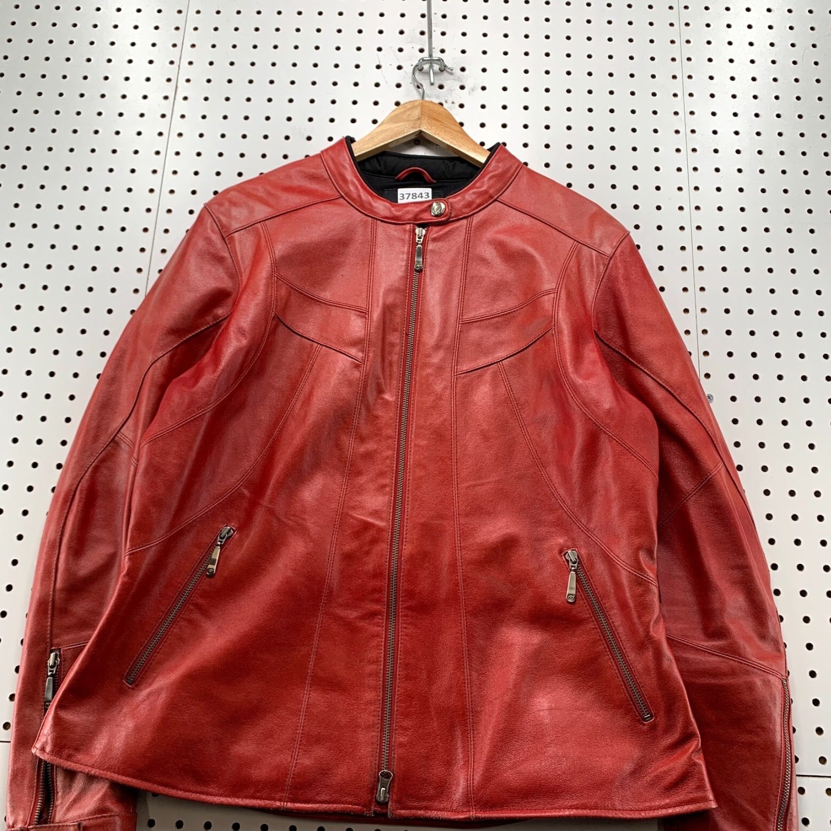 Shein Hein Gericke Leather Motorcycle Jacket Womens Size 14 Red Motorcycle Jacket Womens Size 14 Red Cafe Racer 22x26 Vintage: Yes Size XL / US 12-14 / IT 48-50 - 7 Thumbnail