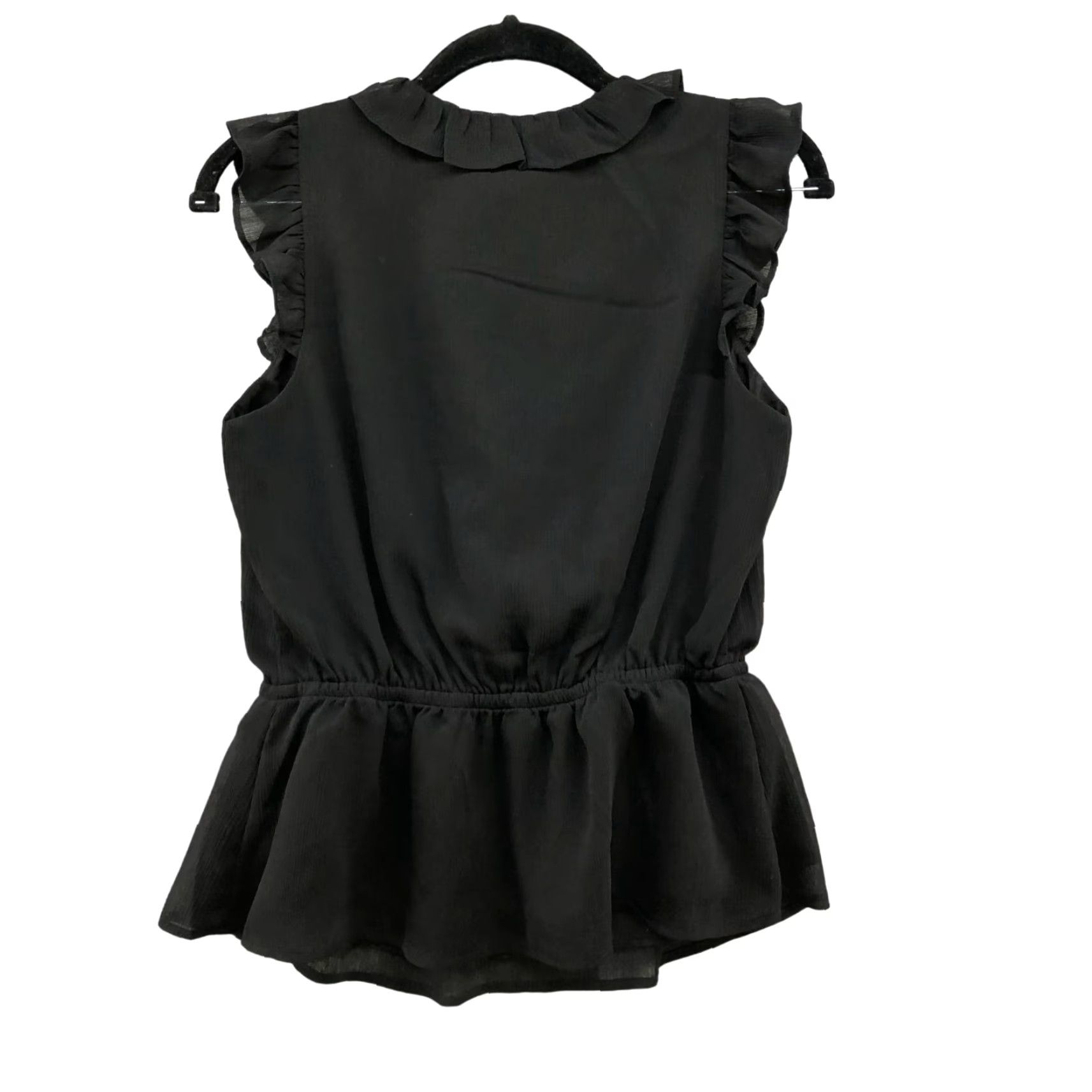Banana Republic Banana Republic Blouse Womens XS Black V-Neck Sleeveless Ruffle Peplum Chiffon Shirt Size XS / US 0-2 / IT 36-38 - 2 Thumbnail