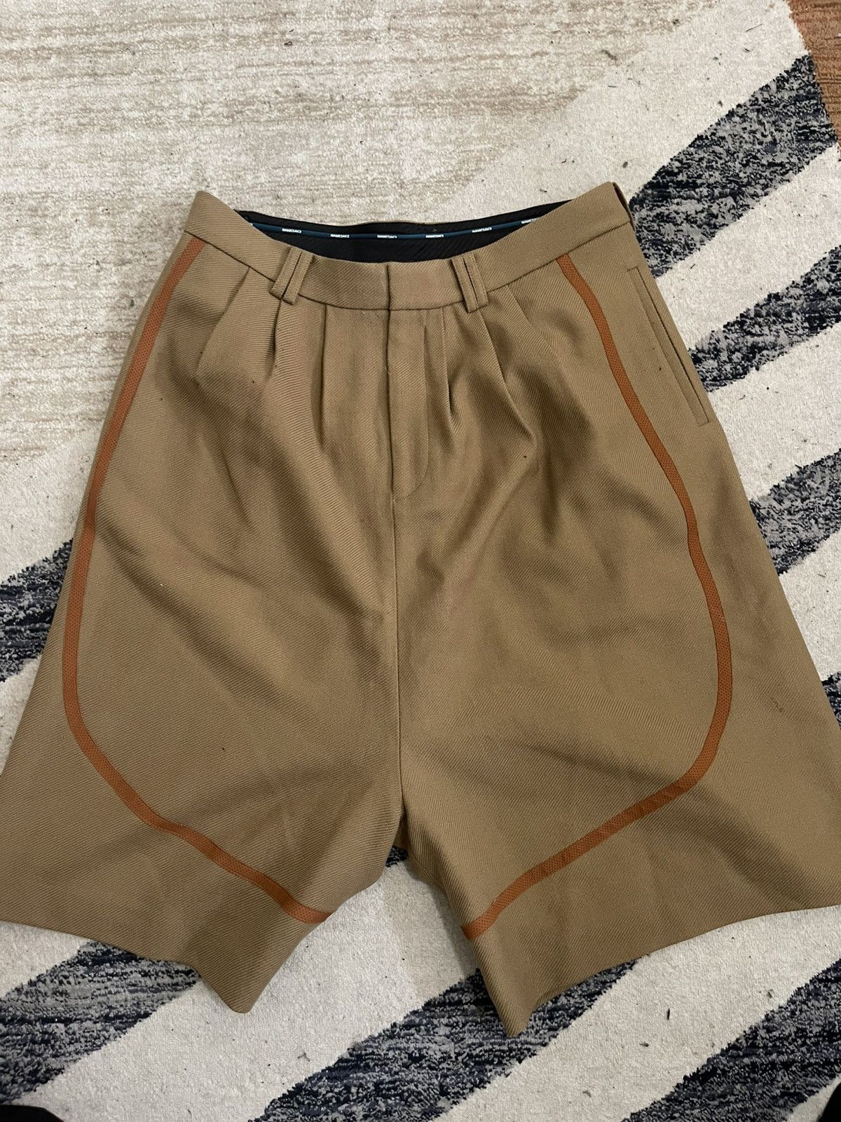NAMESAKE Beige Orange Knee Length Baggy Shorts Wool Viscose Size US 32 / EU 48 - 1 Thumbnail