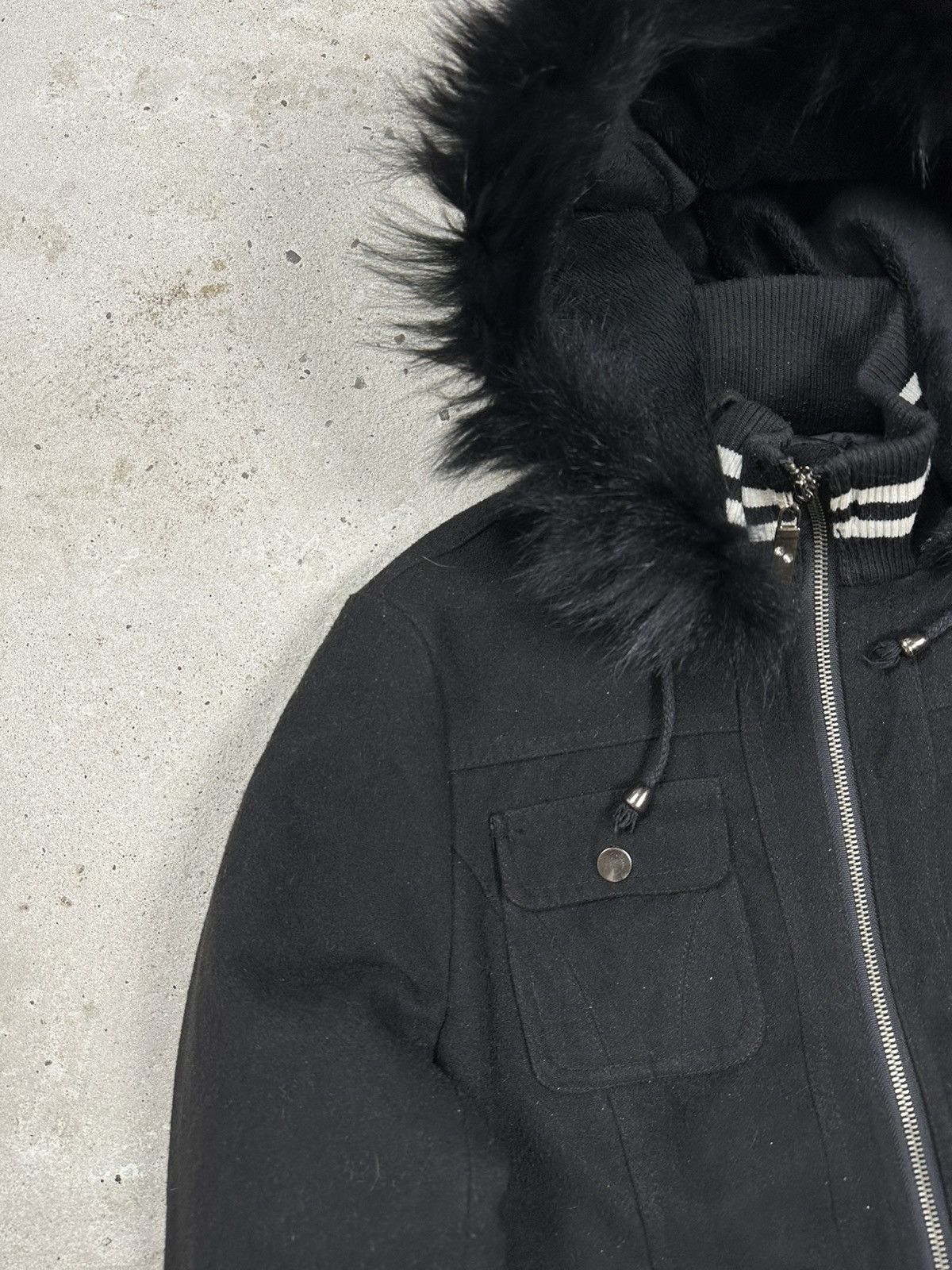 If Six Was Nine × Japanese Brand × Le Grande Bleu (L.G.B.) Vintage Y2K Faux Fur Bomber Wool Jacket Hooded Utility Size US S / EU 44-46 / 1 - 5 Thumbnail