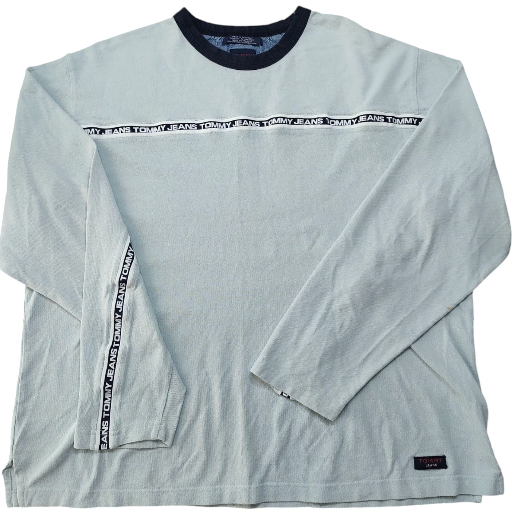 Tommy Hilfiger VINTAGE Tommy Jeans Striped Logo Long Sleeve T Shirt Mens 2XL Blue Size US XXL / EU 58 / 5 - 2 Thumbnail