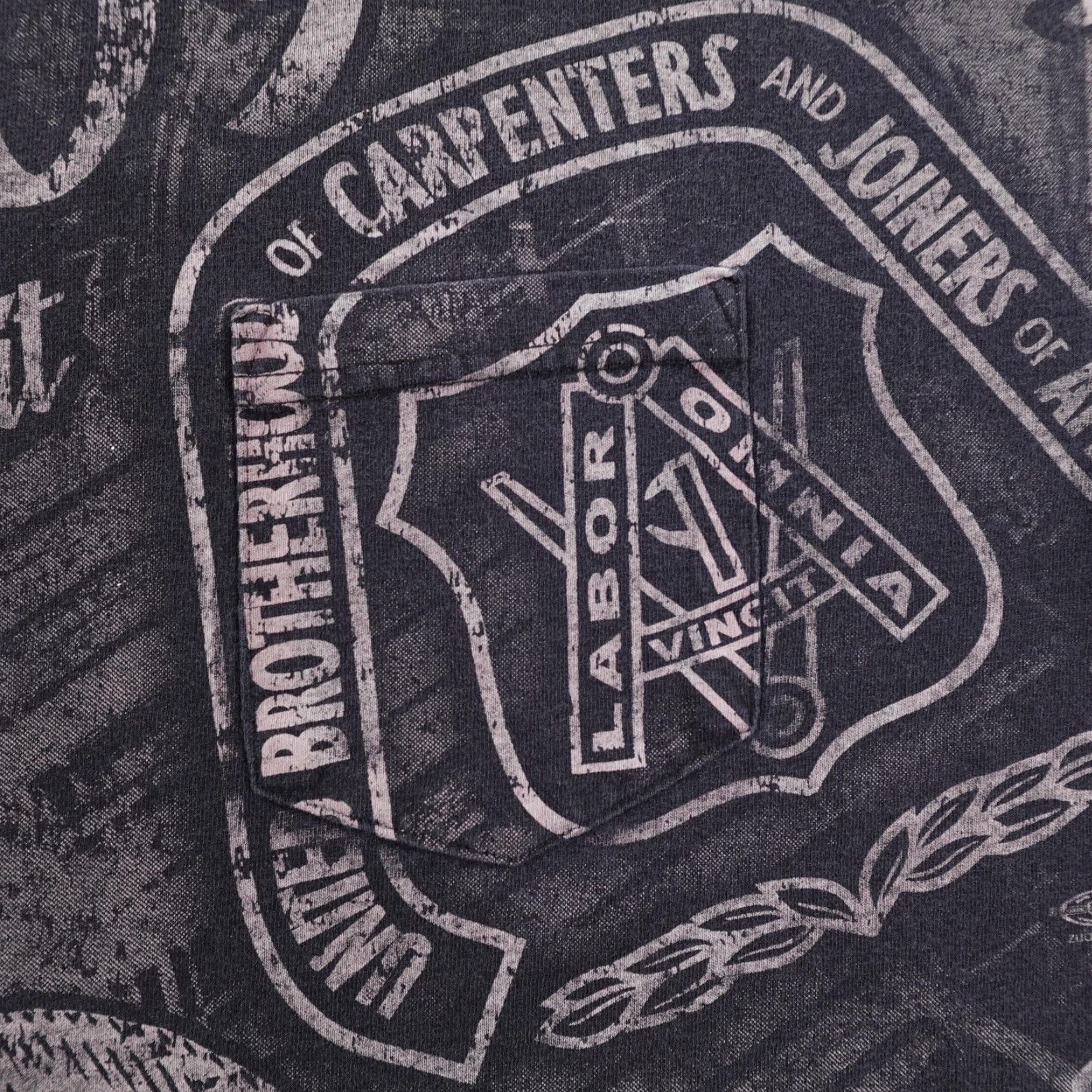 Gloverall VINTAGE Carpenters Union Shirt Mens XL Black Local 1109 AOP All Over Print USA Shirt Size US XL / EU 56 / 4 - 3 Thumbnail
