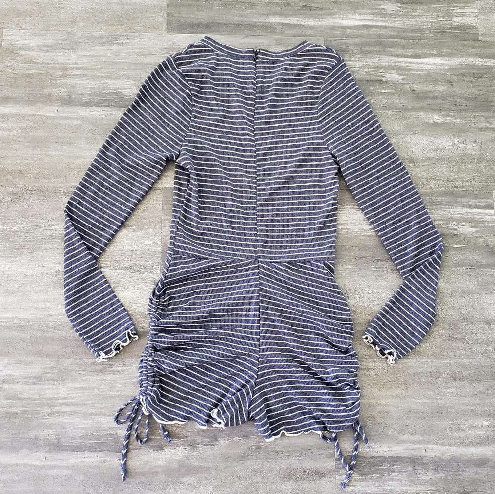 Designer Navy White Striped MP Ruched Romper Size 32" / US 10 / IT 46 - 2 Thumbnail
