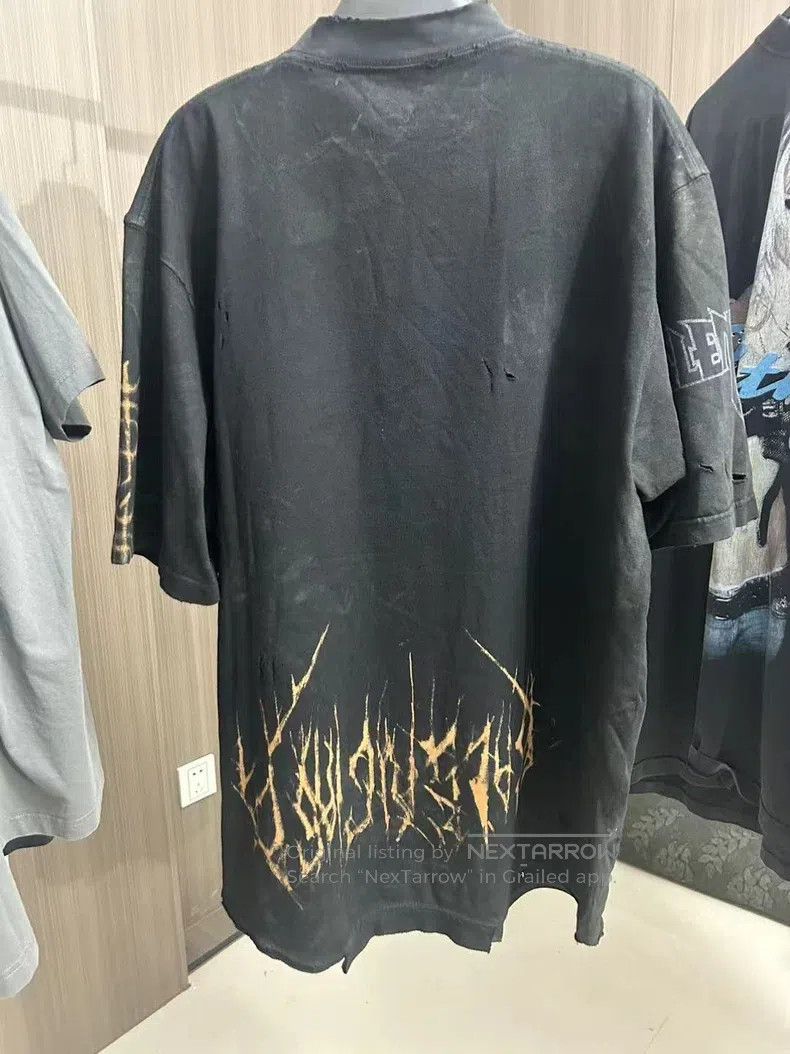 Balenciaga Balenciaga Black Distressed Inverted Eiffel Tower Short Sl Size US L / EU 52-54 / 3 - 4 Thumbnail