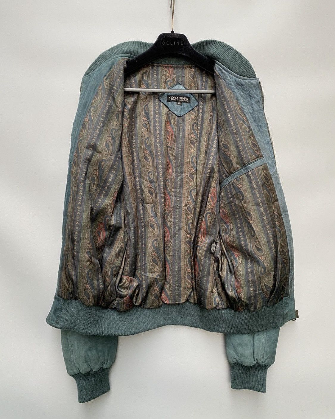1980s- Giorgio Armani- Embroidered Logo Suede Leather Bomber