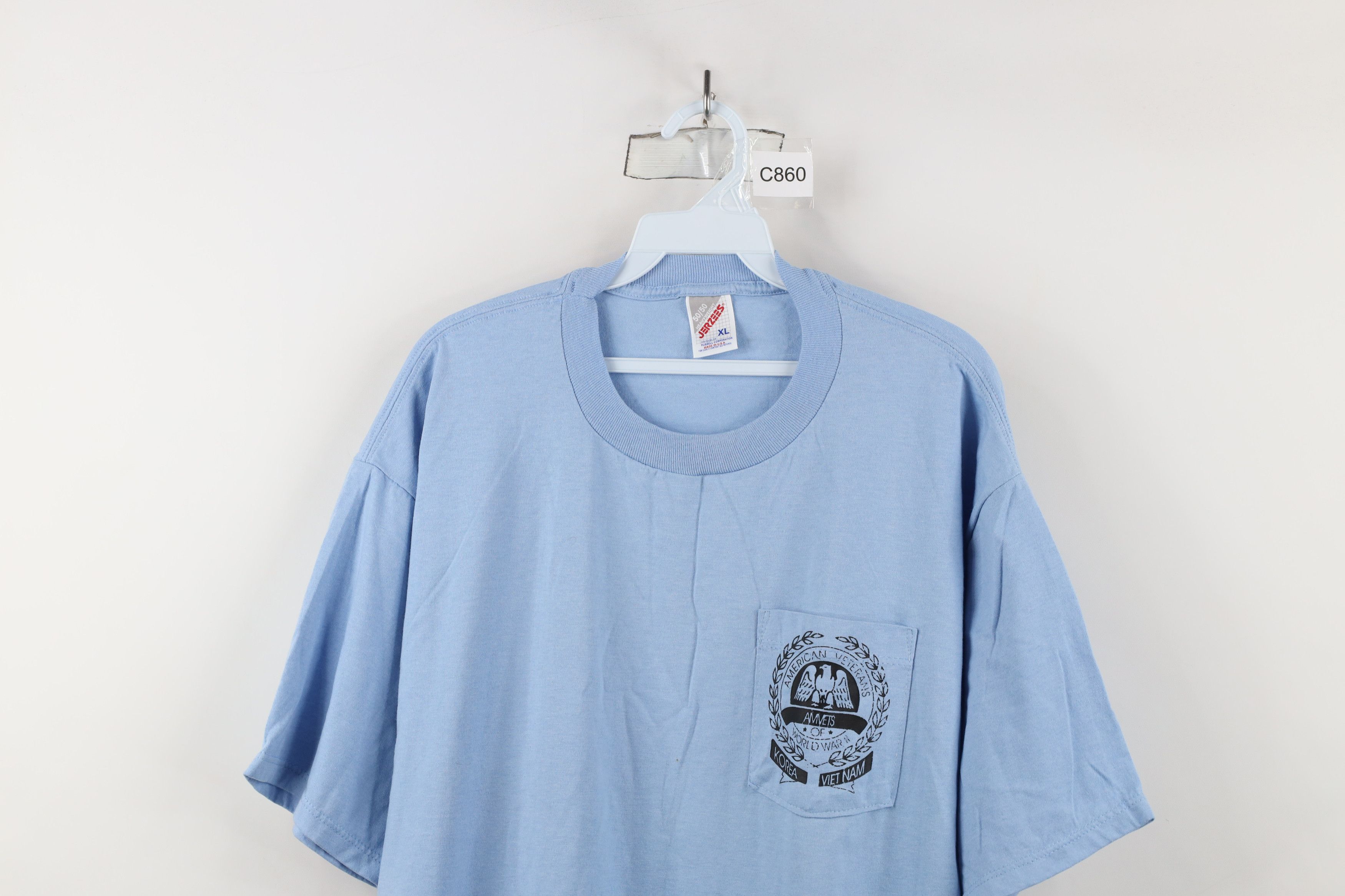 Vintage Vintage 90s Tournament Amvets Korea Vietnam T-Shirt Blue USA Size US XL / EU 56 / 4 - 2 Thumbnail
