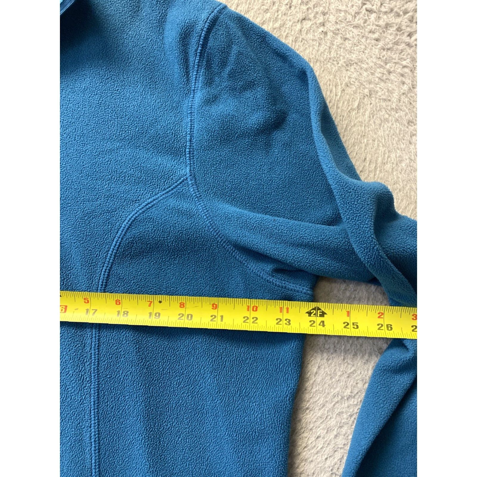 Lands' End Lands' End Lands End 1X Dark Aqua Fleece Jacket Zip Pockets Lightweight /153-24 Polyester Solid 1/4 Zip Slim Fleece Jacket Women Plus Size Size XL / US 12-14 / IT 48-50 - 5 Thumbnail