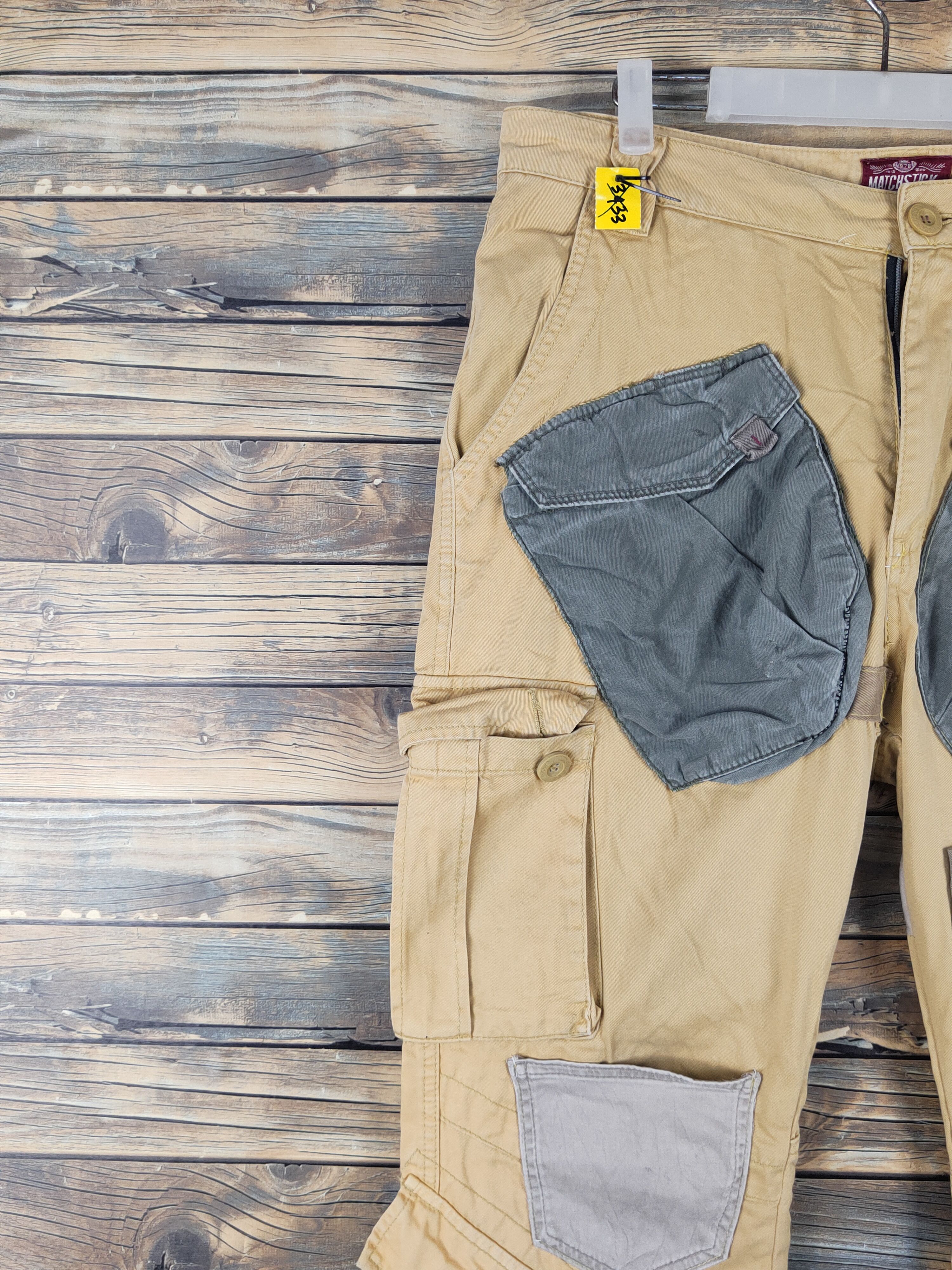Japanese Brand DL Matchstick Reconstructed Patchwork Cargo Pants #W1780 Size US 35 - 3 Thumbnail