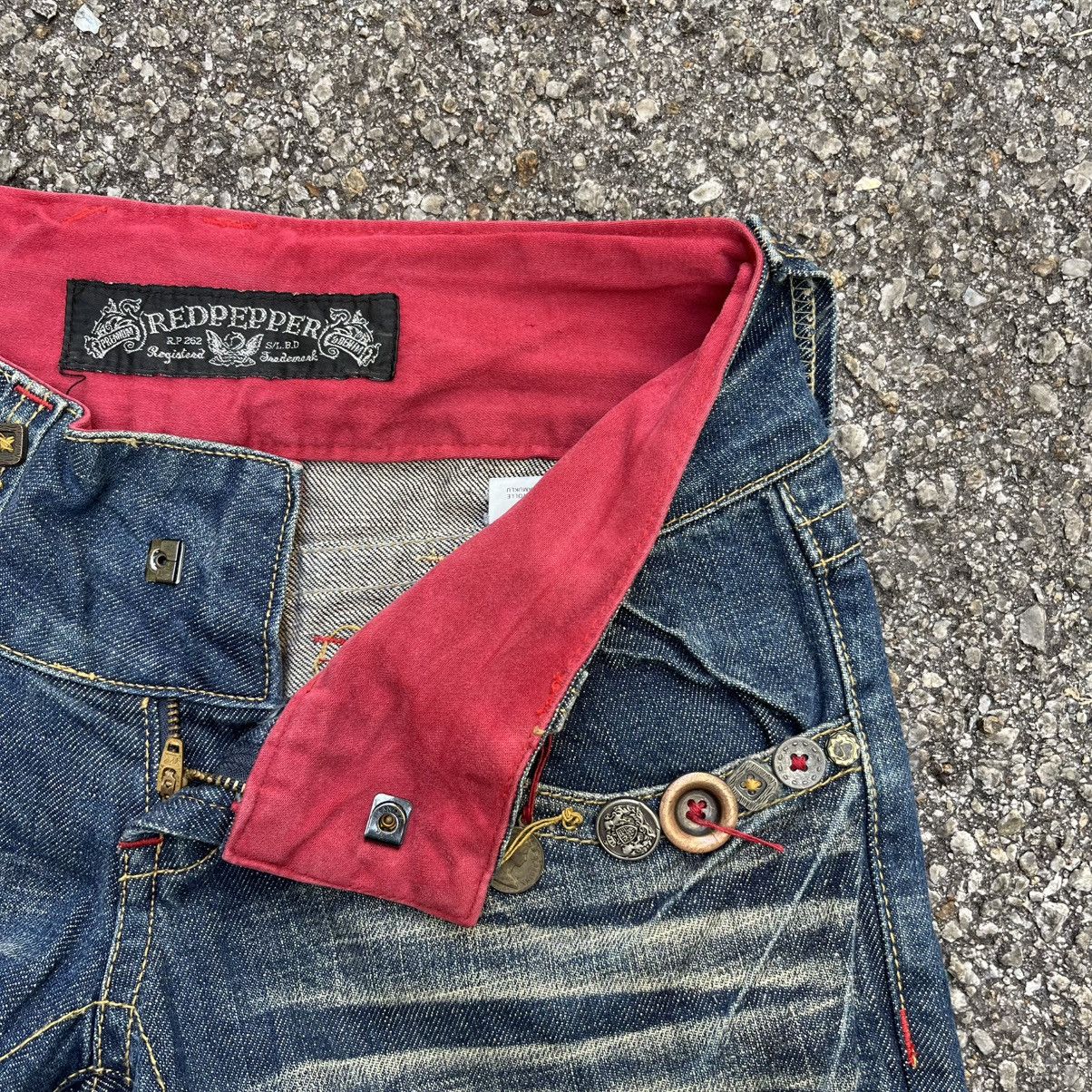 Ed Hardy FLARE JEANS RED PEPPER DENIM BOOT CUT PANT Size 24" / US 00 / IT 34 - 6 Thumbnail