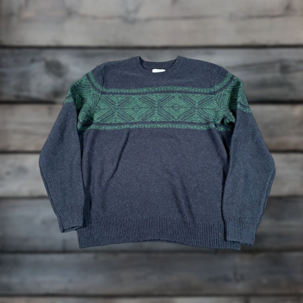 Croft & Barrow Croft & Barrow Geometric Snowflake Knit Sweater Adult Large Black Green Crew Neck Pullover Mens Casual Preppy Winter Size US L / EU 52-54 / 3 - 1 Thumbnail