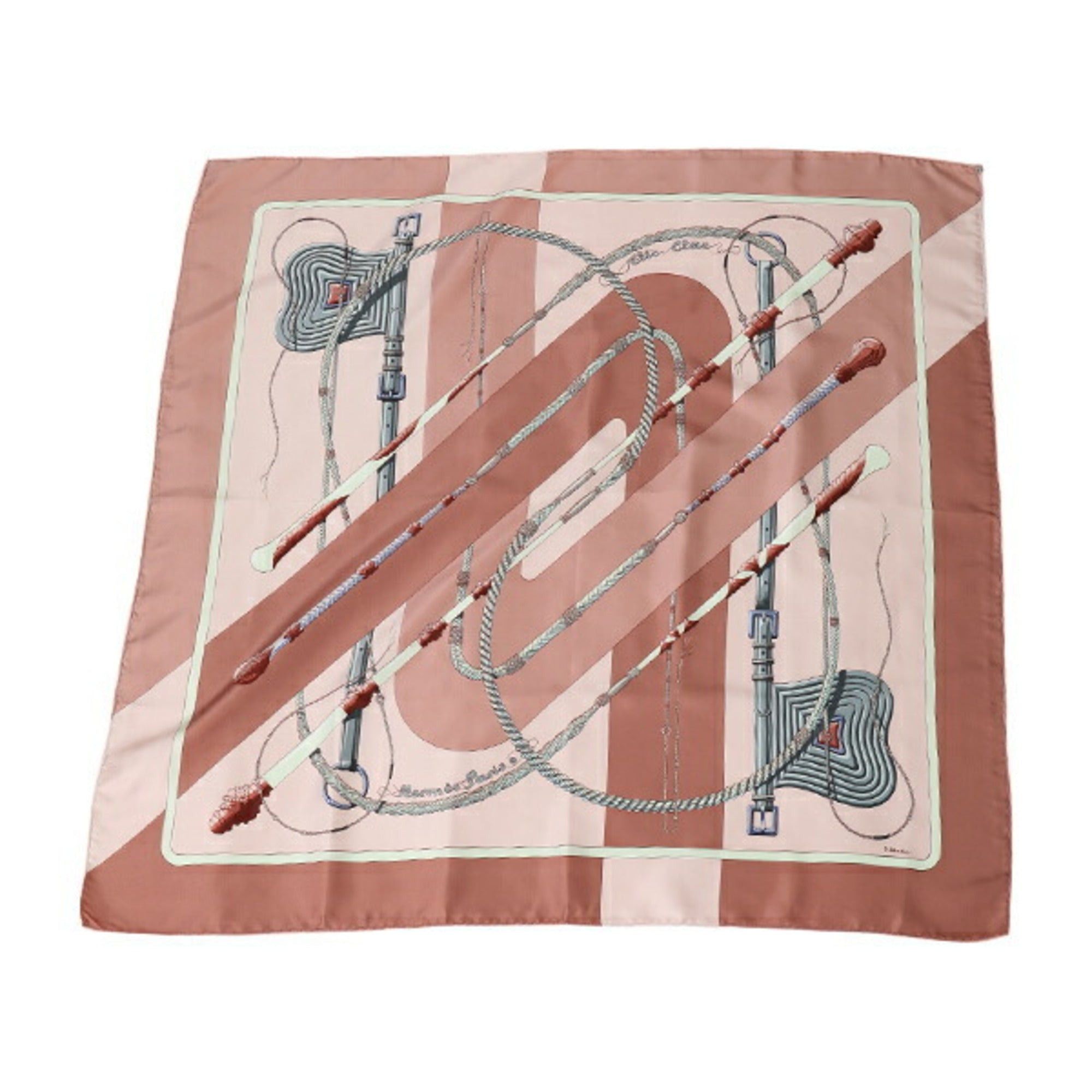 image of Hermes Kale90 Clic-Clac Rope Whip Pink Scarf in Black, Women's