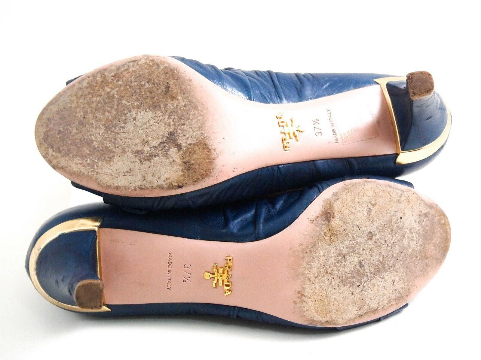 Prada Prada Mid Heel Pumps Blue Leather Womens US 7.5 EU 37.5 Size US 7.5 / IT 37.5 - 7 Thumbnail