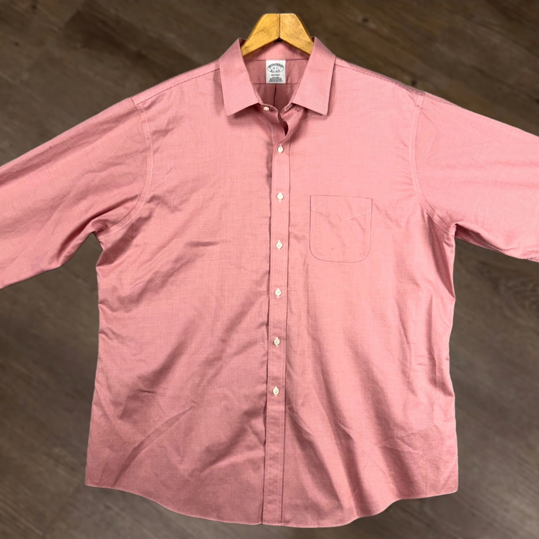 Brooks Brothers Brooks Brothers Regent Mens Dress Shirt 18-35 Red White Houndstooth Button Up Shirt Size 48R - 1 Thumbnail